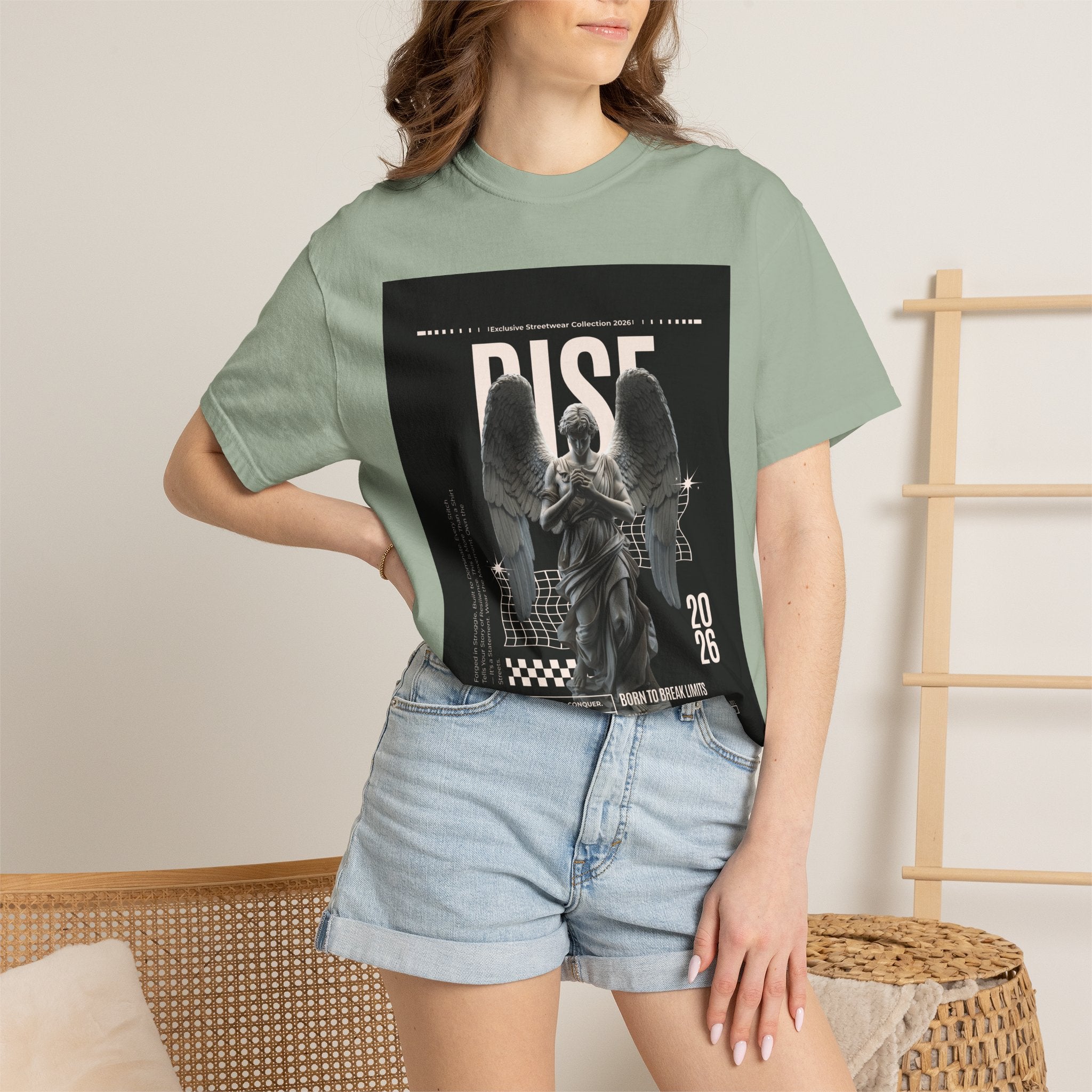 Rise Angel Graphic T-Shirt — Gothic Statue Streetwear Tee