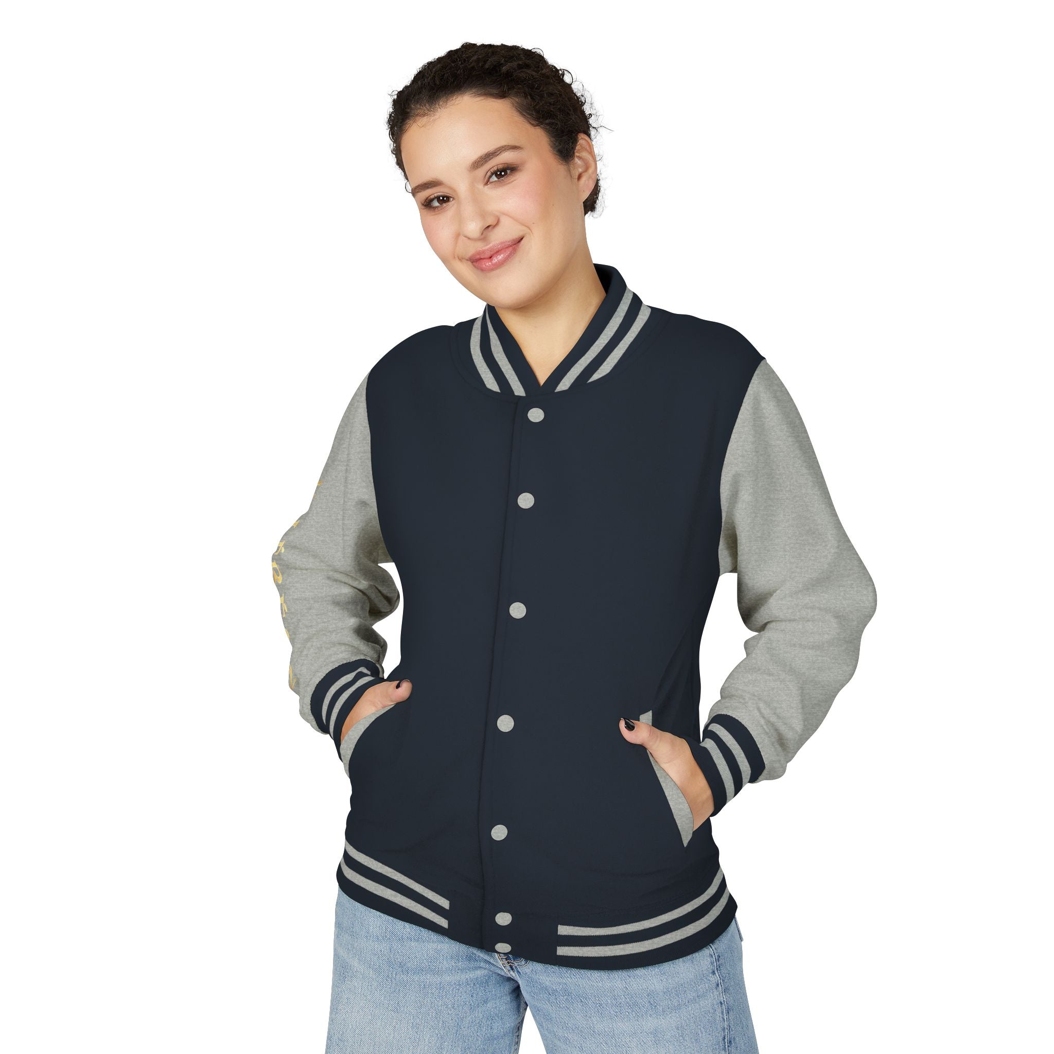 Letterman Jacket — Red & White Varsity Jacket with GOLD "VALERJON" Sleeve