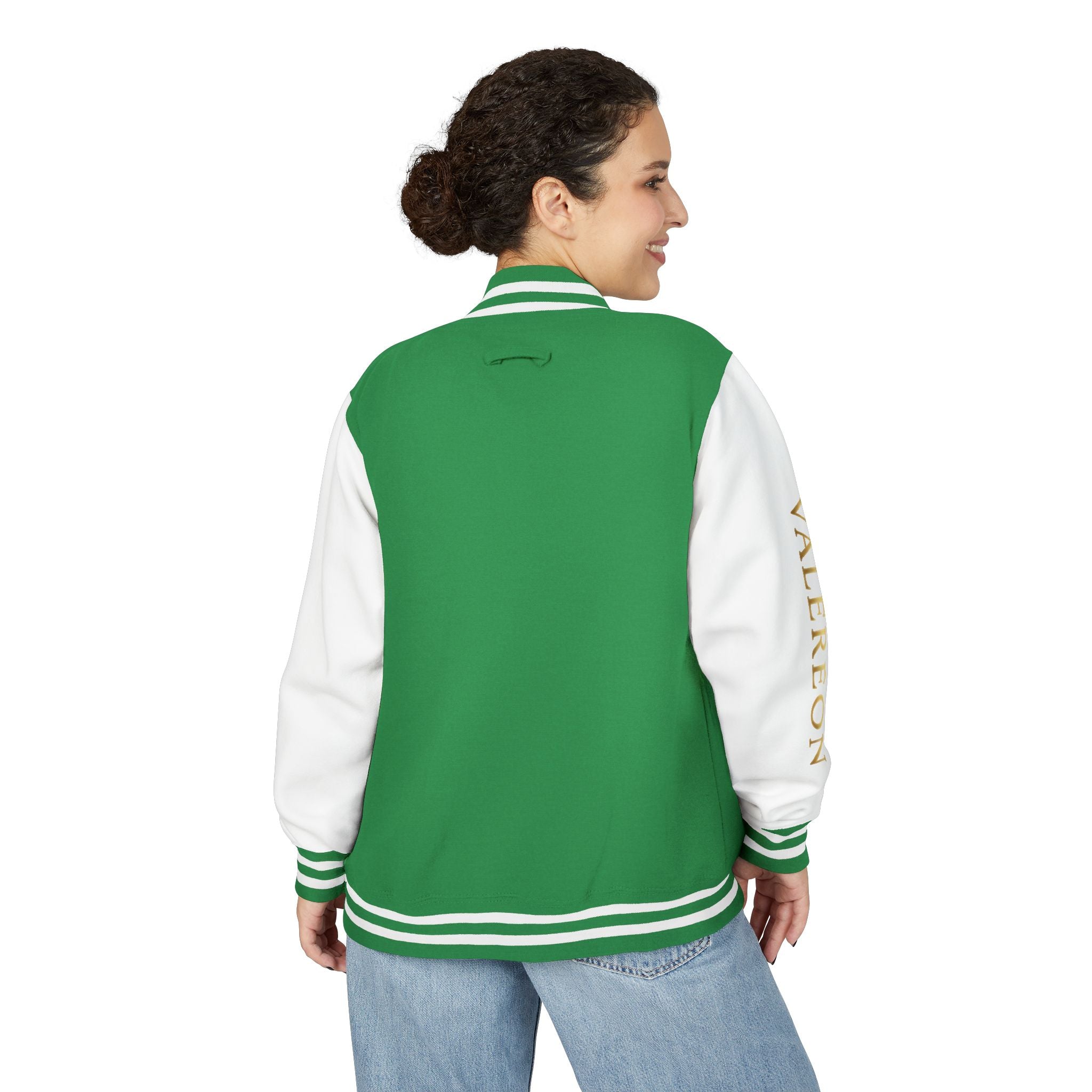 Letterman Jacket — Red & White Varsity Jacket with GOLD "VALERJON" Sleeve