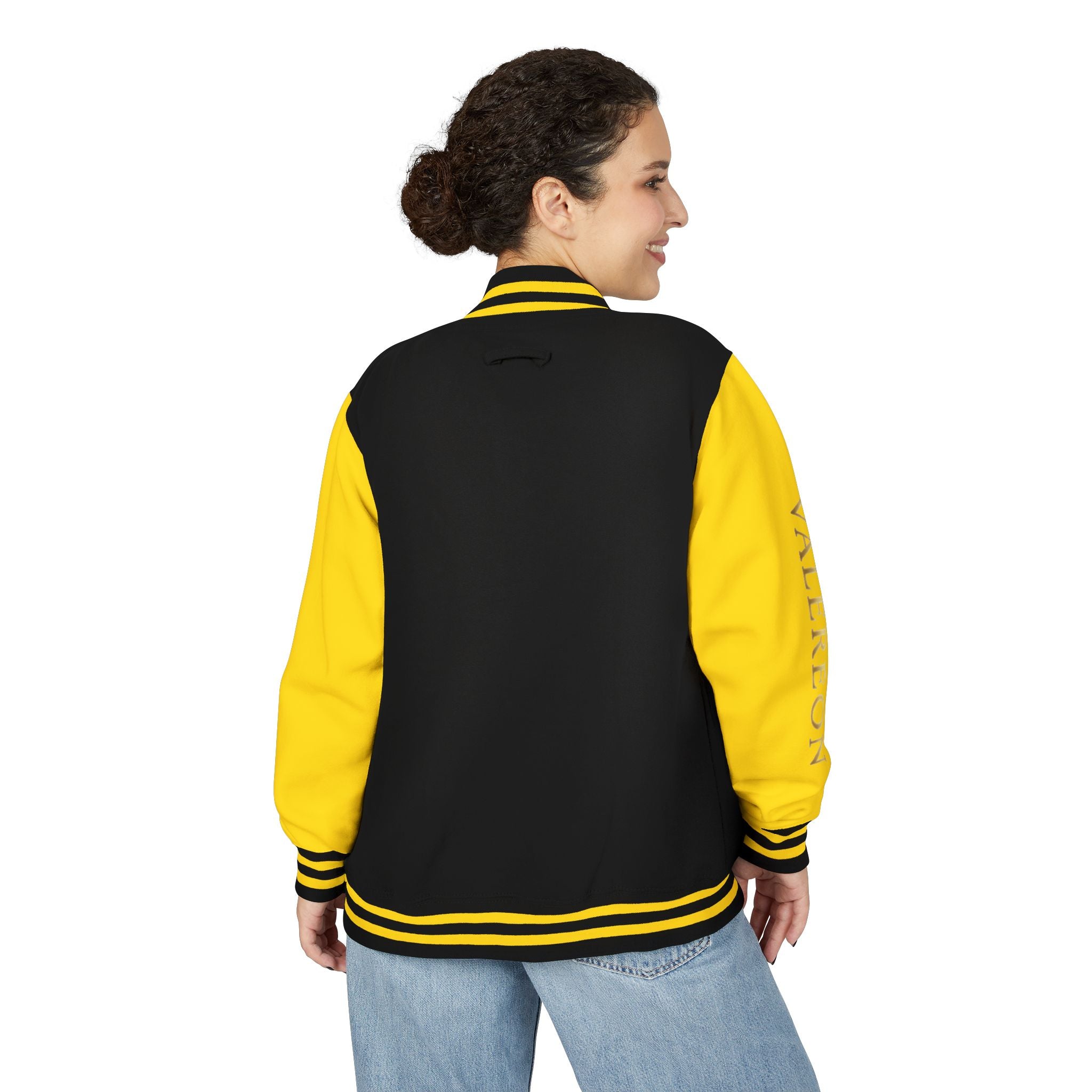 Letterman Jacket — Red & White Varsity Jacket with GOLD "VALERJON" Sleeve