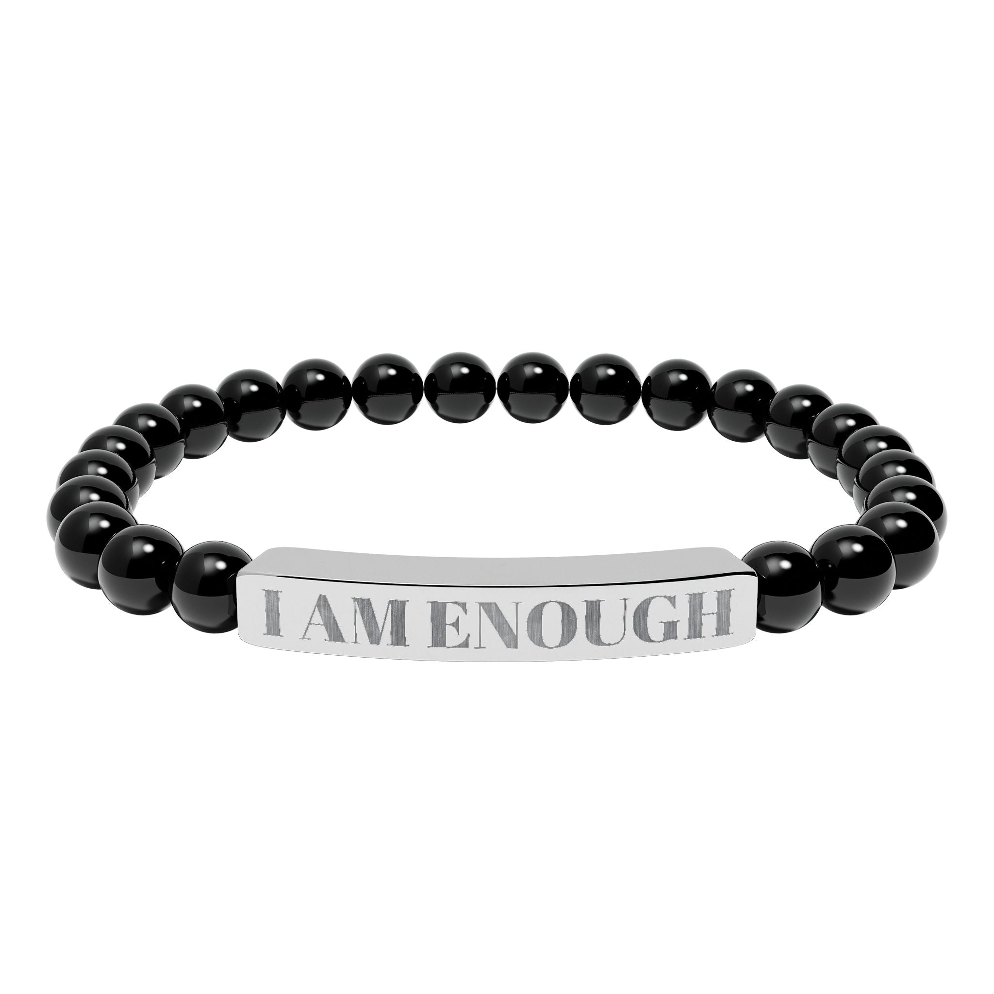 Engraved 'I AM ENOUGH' Natural Stone Stretch Bracelet