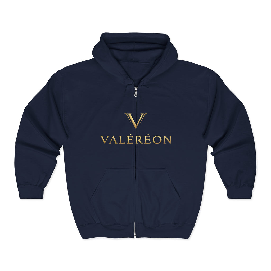 Valér éon Gold Logo Zip Hoodie — Luxury Branded Full-Zip Sweatshirt