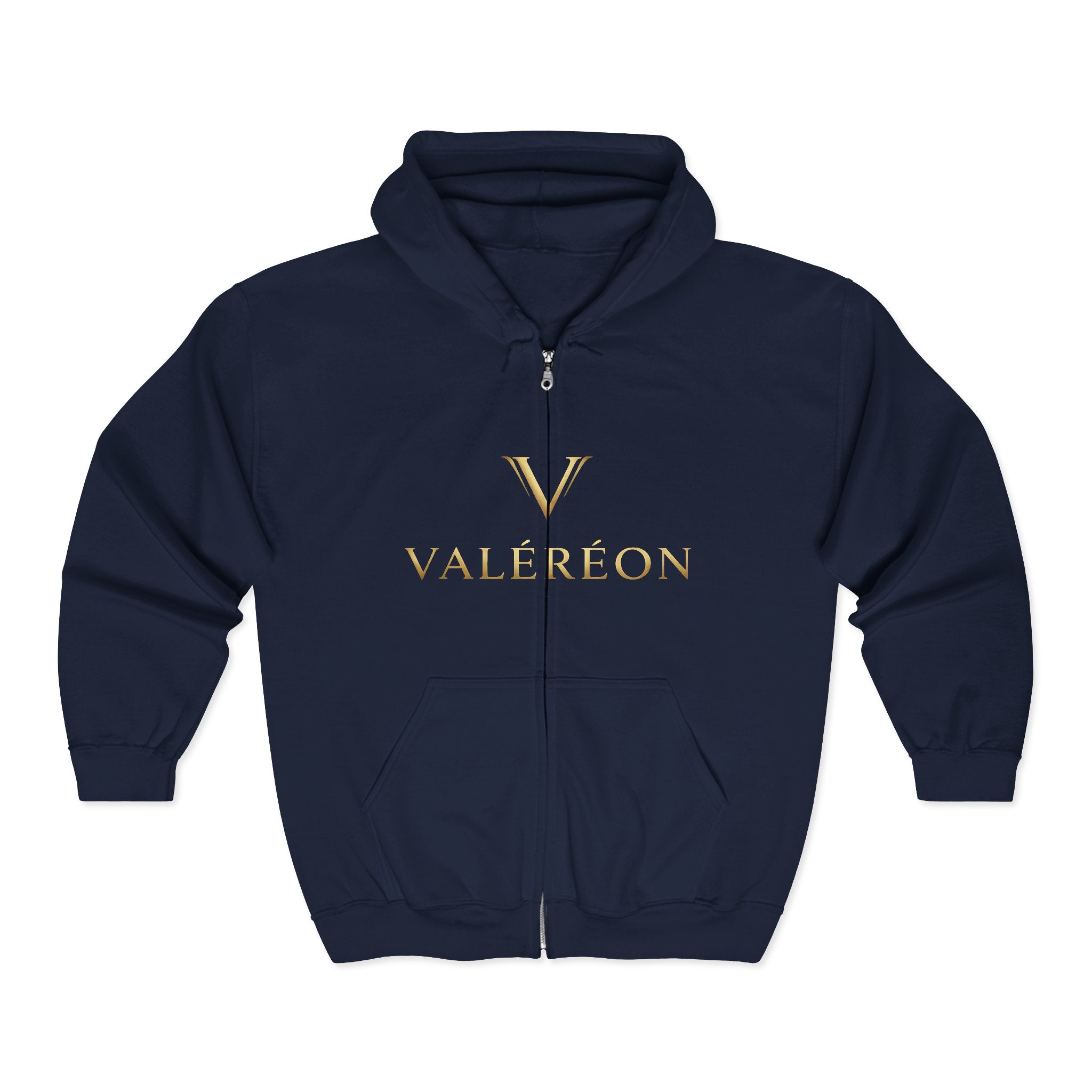 Valér éon Gold Logo Zip Hoodie — Luxury Branded Full-Zip Sweatshirt