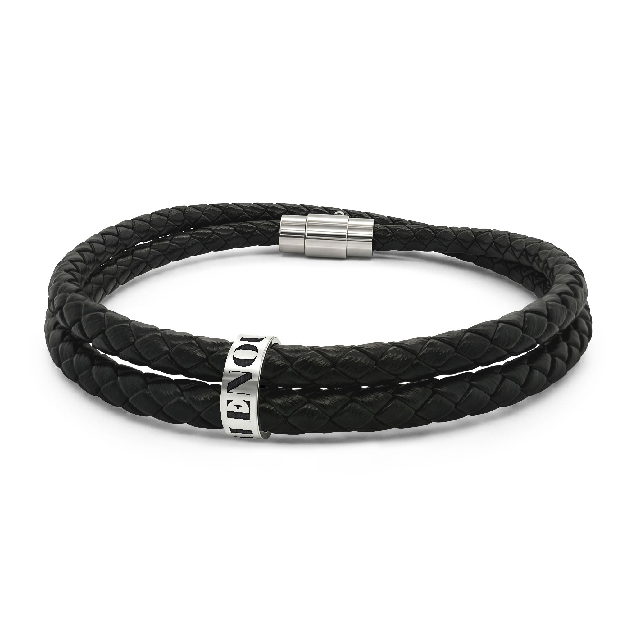 Leather Bracelet with Beads (Engraving)