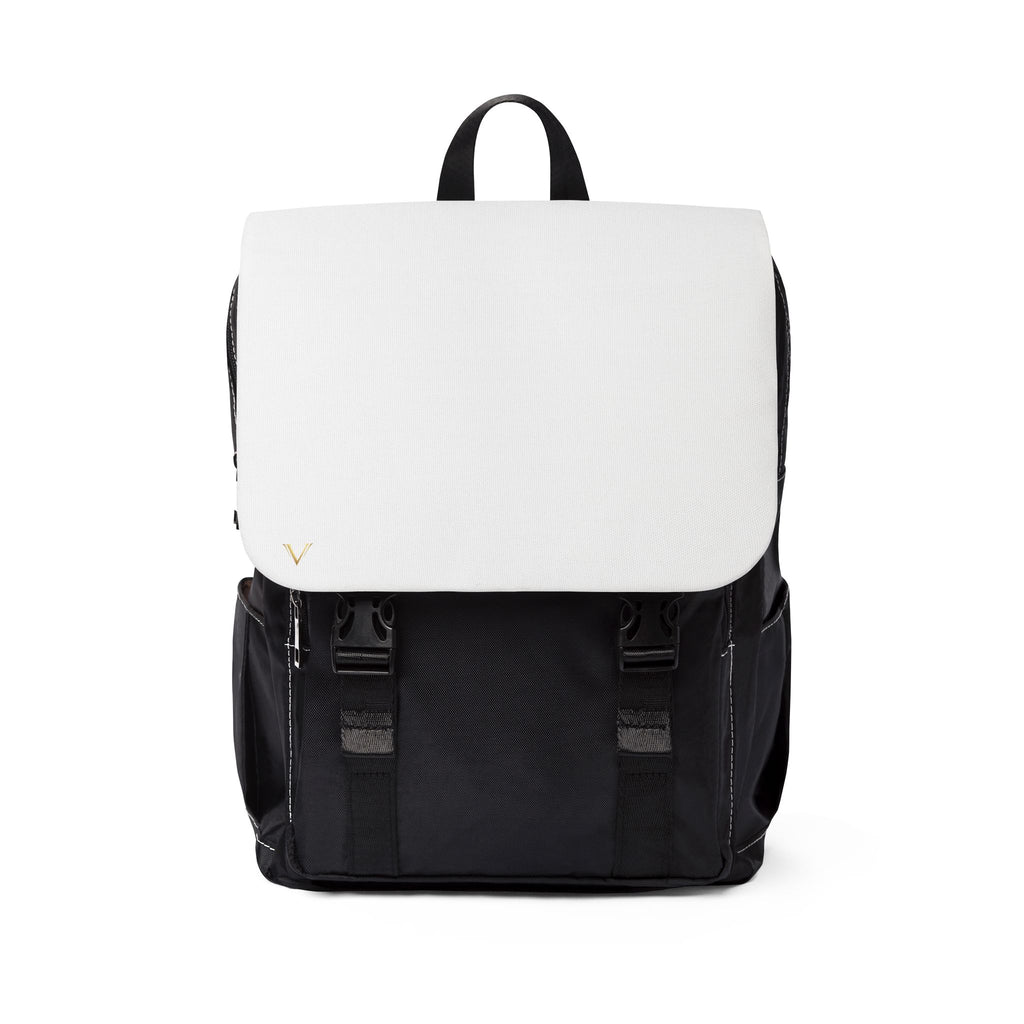Casual Shoulder Backpack — Minimal Black & White Everyday Backpack