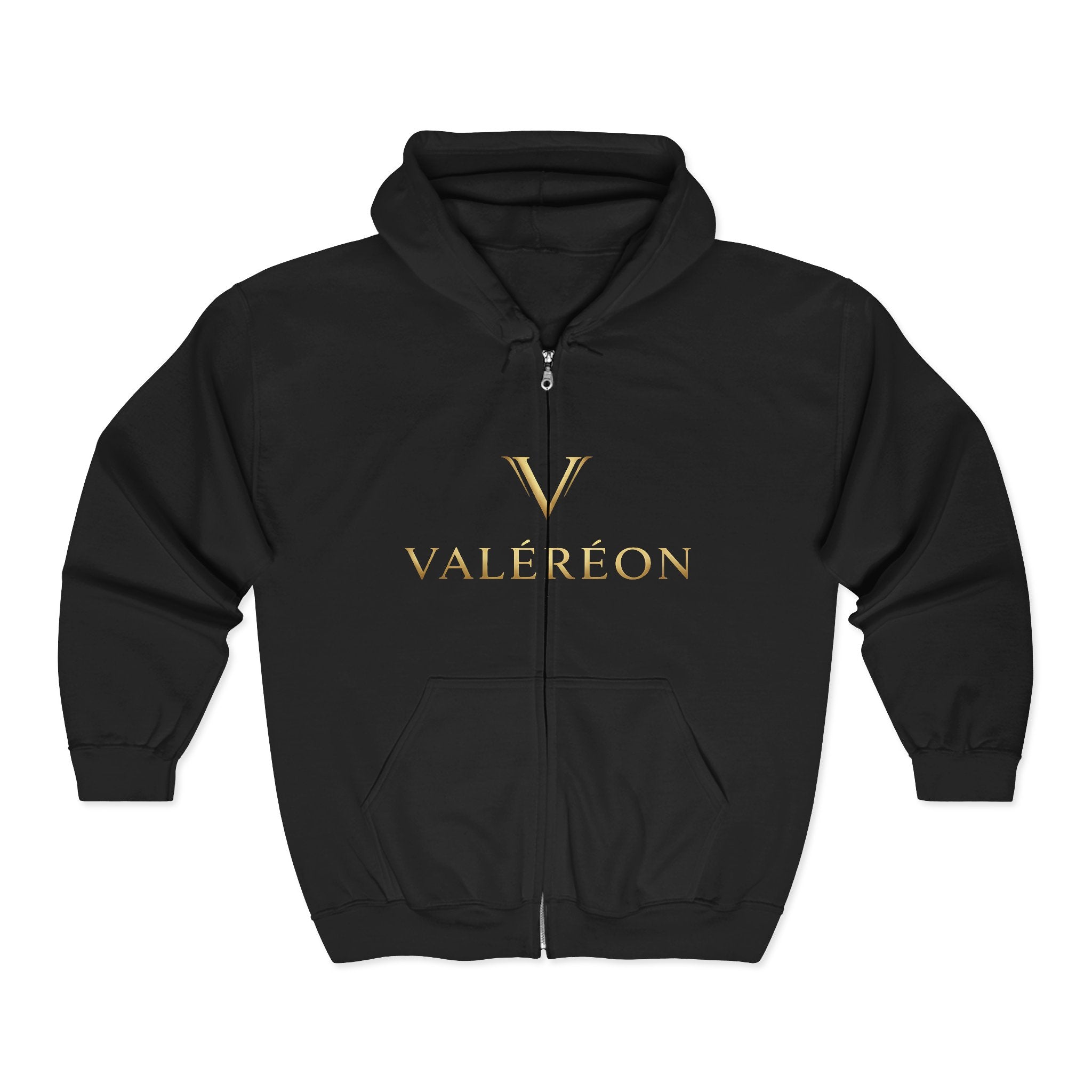 Valér éon Gold Logo Zip Hoodie — Luxury Branded Full-Zip Sweatshirt