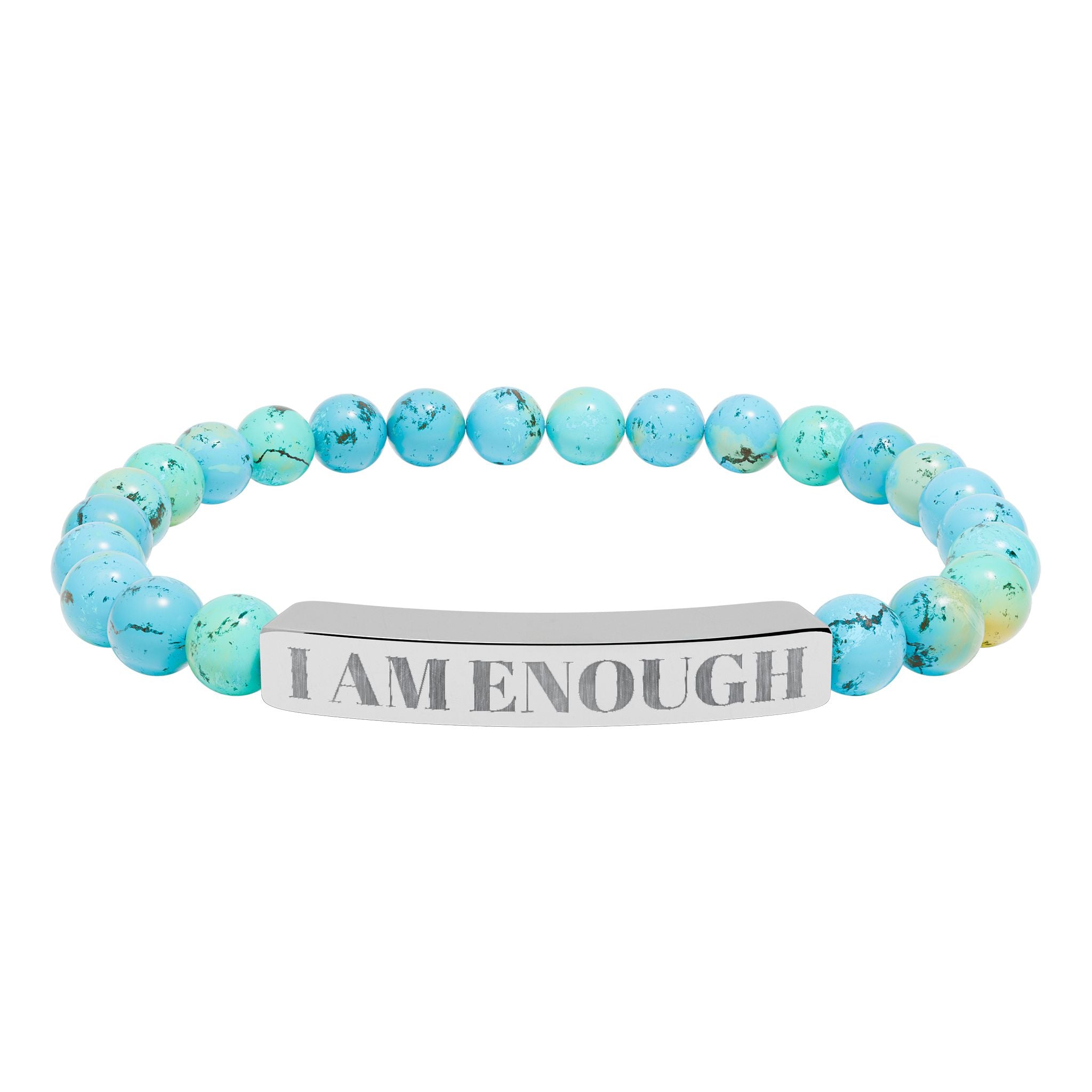 Engraved 'I AM ENOUGH' Natural Stone Stretch Bracelet