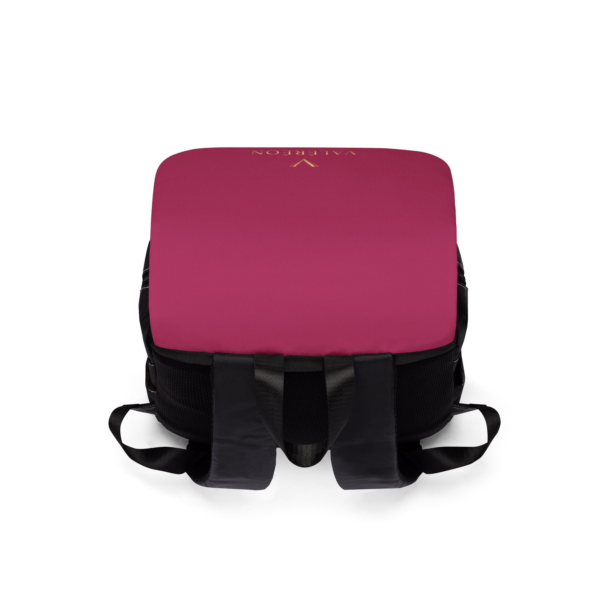 Casual Shoulder Backpack — Burgundy Flap with Gold 'Valereon' Logo