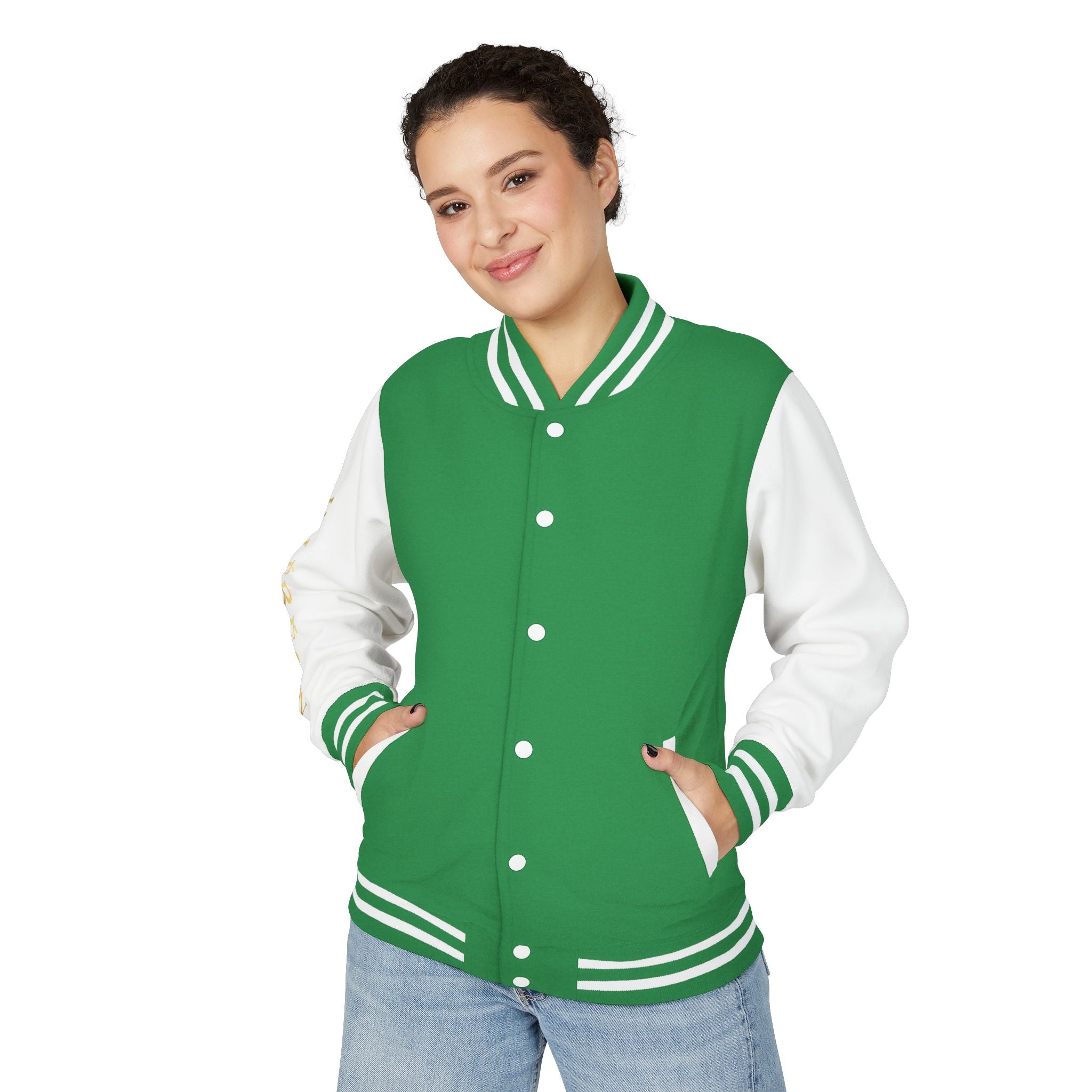 Letterman Jacket — Red & White Varsity Jacket with GOLD "VALERJON" Sleeve