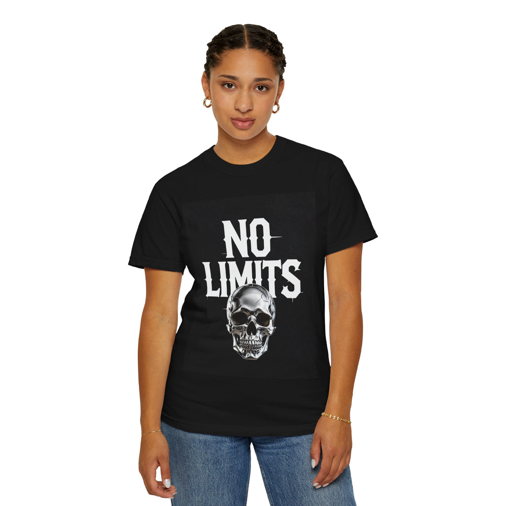 No Limits Skull T-Shirt — Edgy Biker Rock Graphic Tee