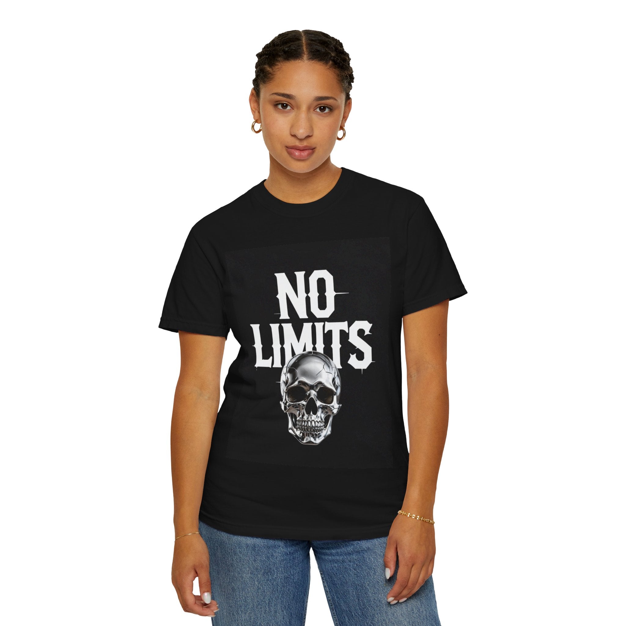No Limits Skull T-Shirt — Edgy Biker Rock Graphic Tee