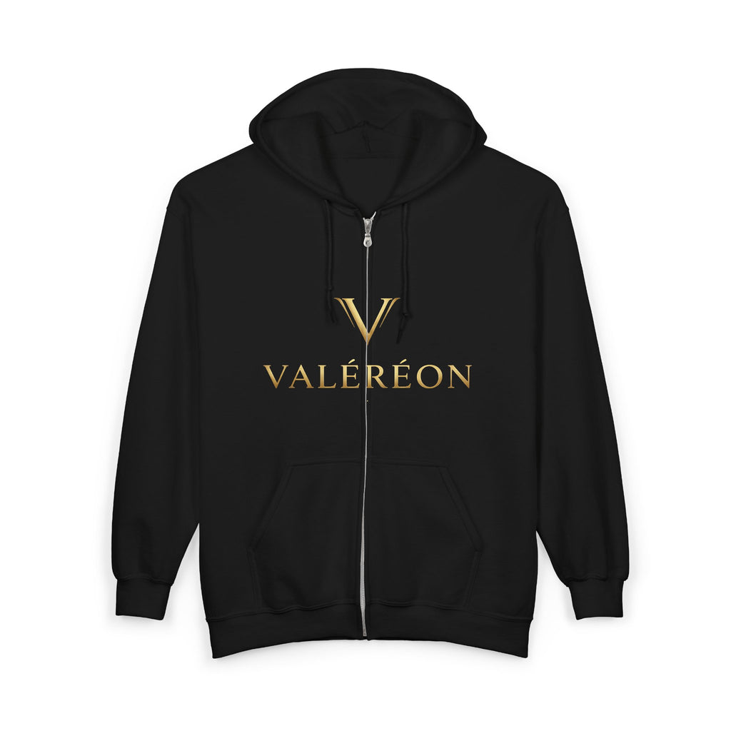 Valér éon Gold Logo Zip Hoodie — Luxury Branded Full-Zip Sweatshirt