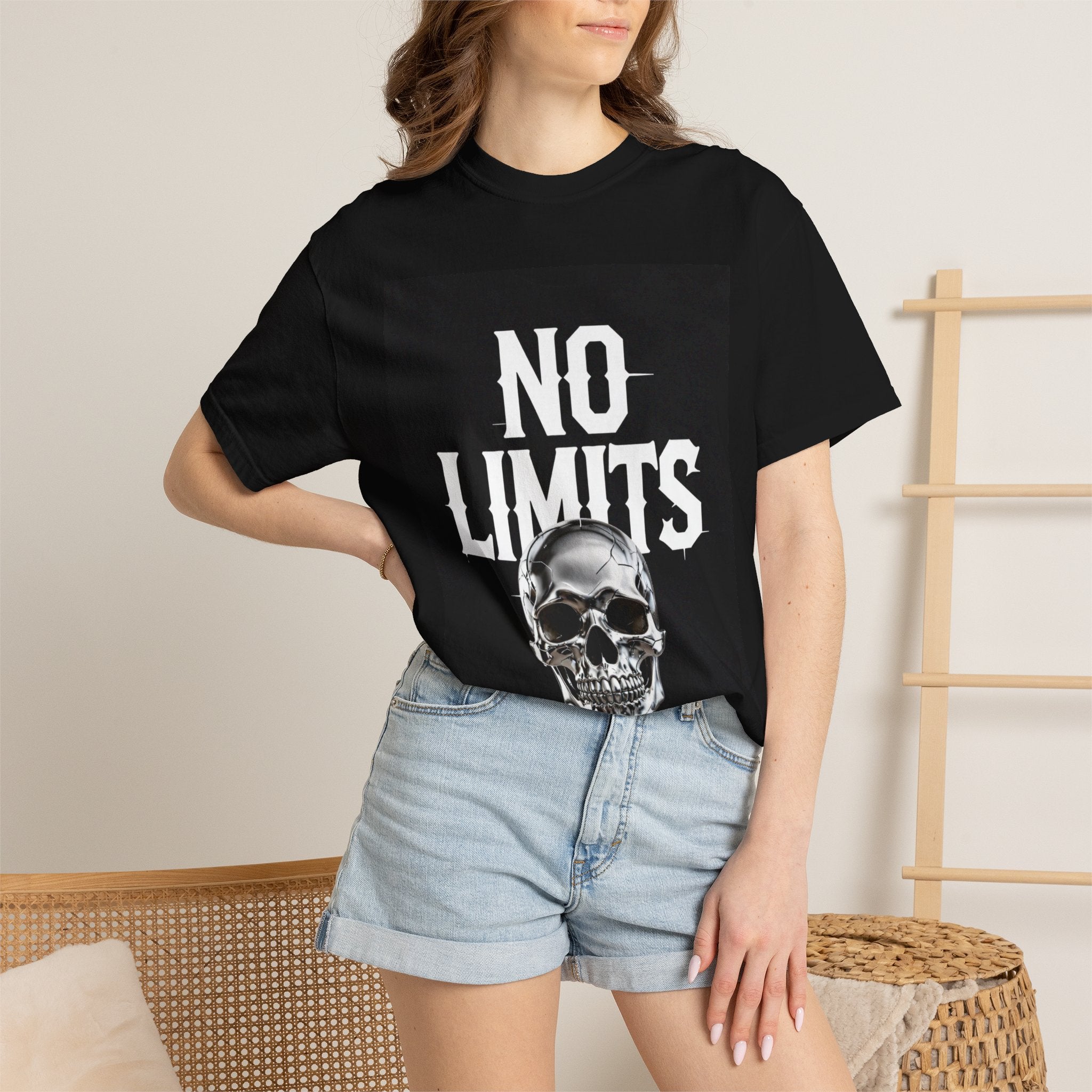 No Limits Skull T-Shirt — Edgy Biker Rock Graphic Tee