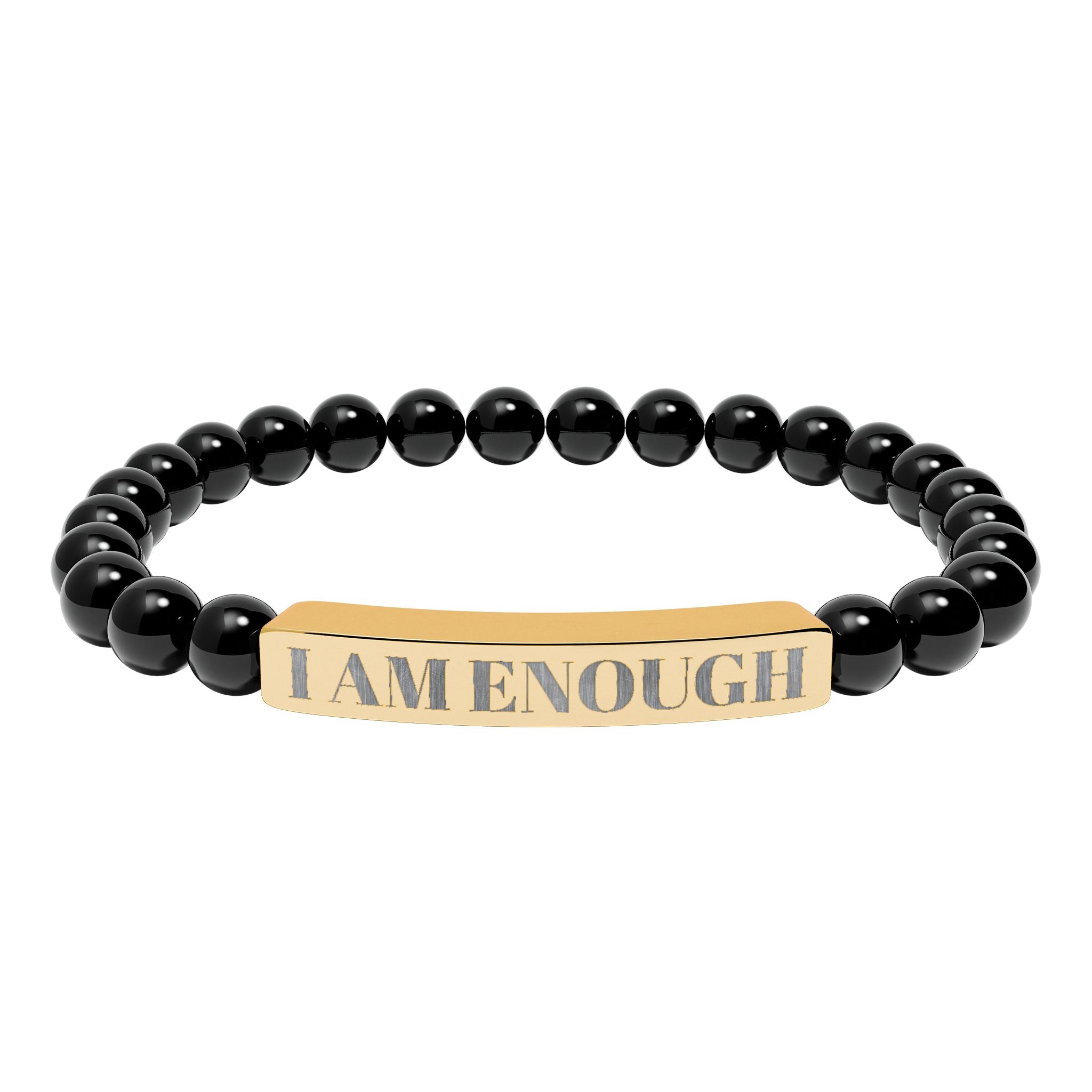 Engraved 'I AM ENOUGH' Natural Stone Stretch Bracelet