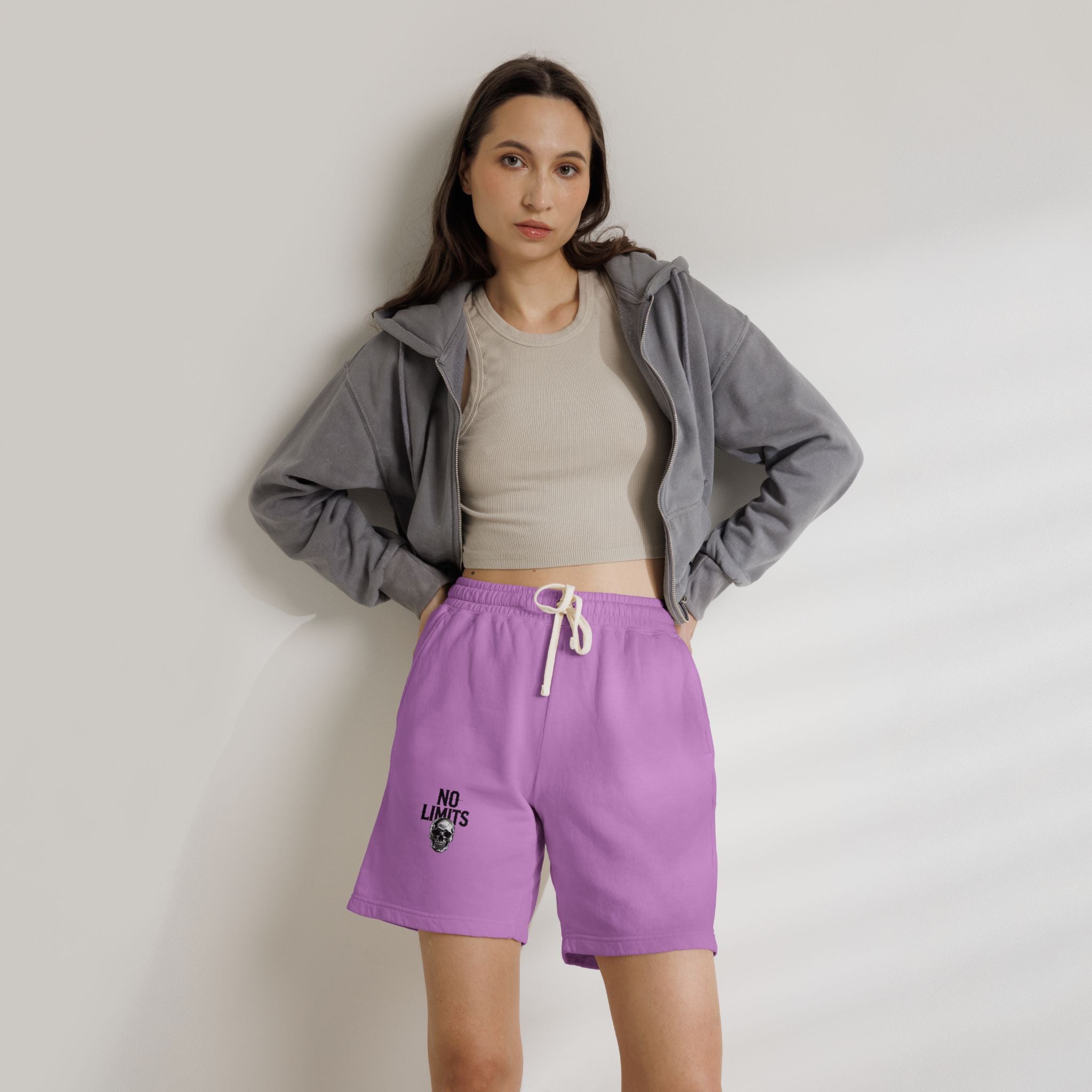 No Limits Fleece Sweat Shorts — Lightweight Garment-Dyed Casual Shorts