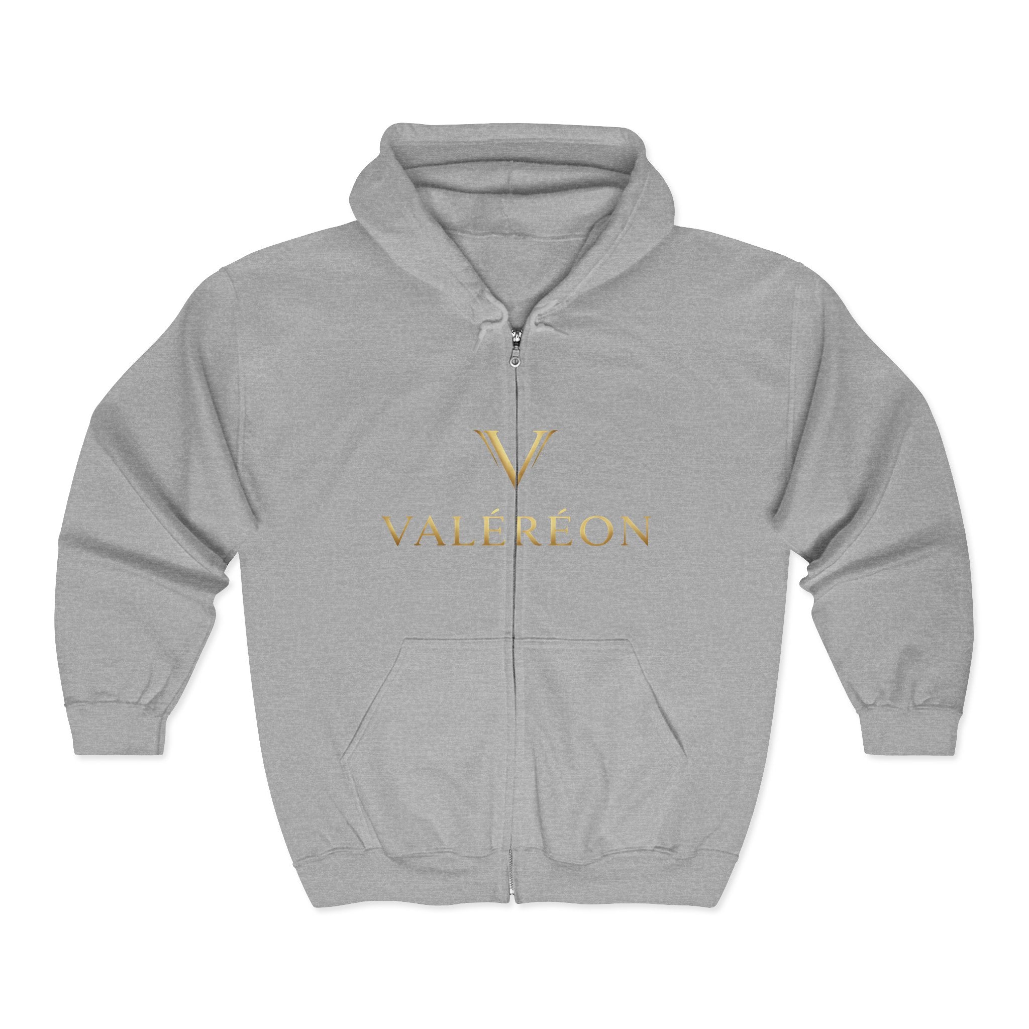 Valér éon Gold Logo Zip Hoodie — Luxury Branded Full-Zip Sweatshirt