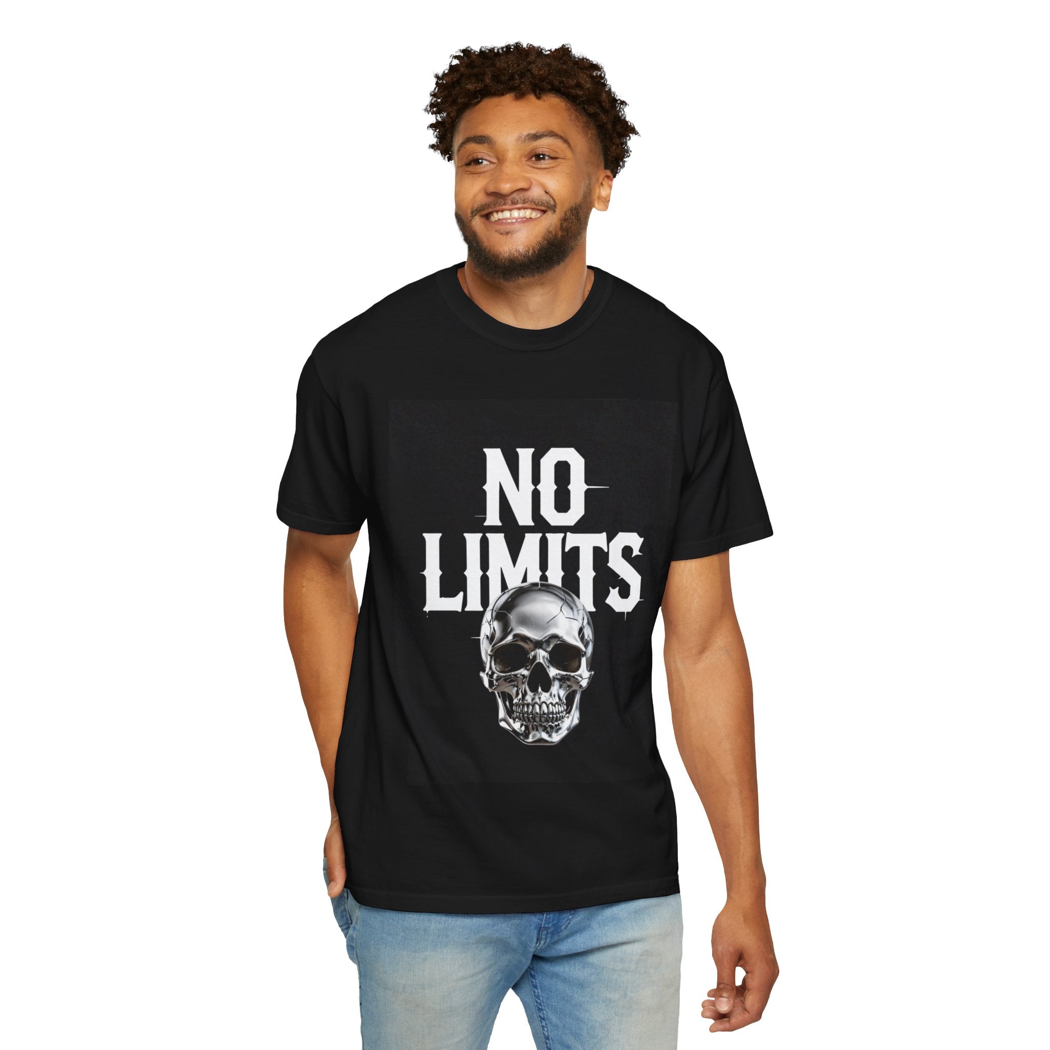 No Limits Skull T-Shirt — Edgy Biker Rock Graphic Tee