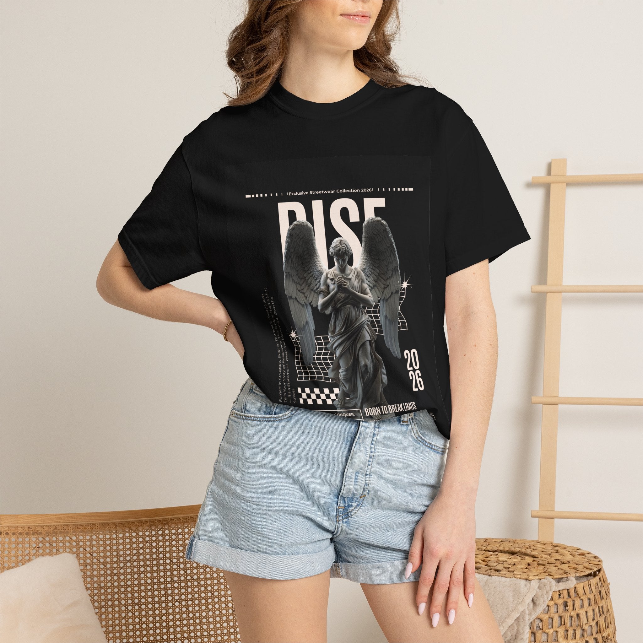 Rise Angel Graphic T-Shirt — Gothic Statue Streetwear Tee