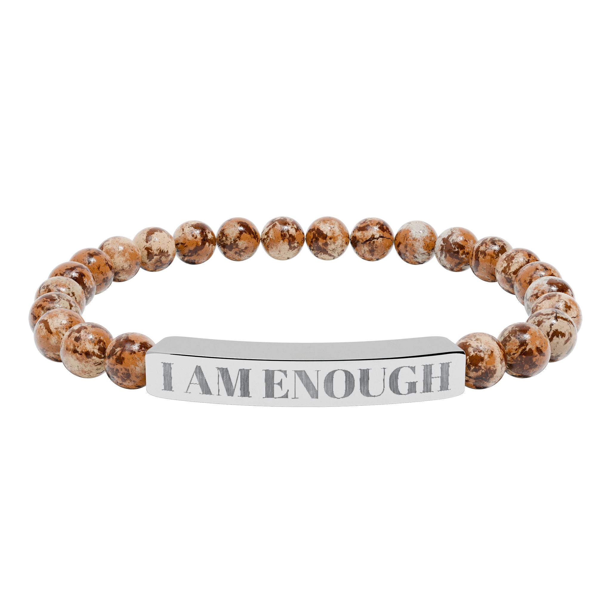 Engraved 'I AM ENOUGH' Natural Stone Stretch Bracelet
