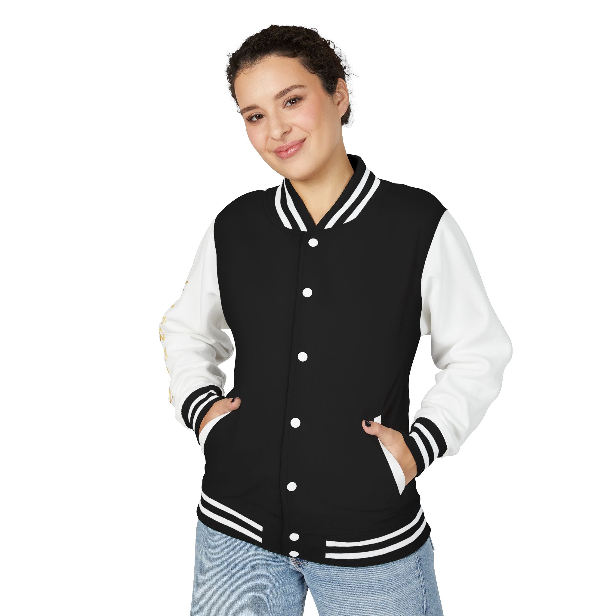 Letterman Jacket — Red & White Varsity Jacket with GOLD "VALERJON" Sleeve