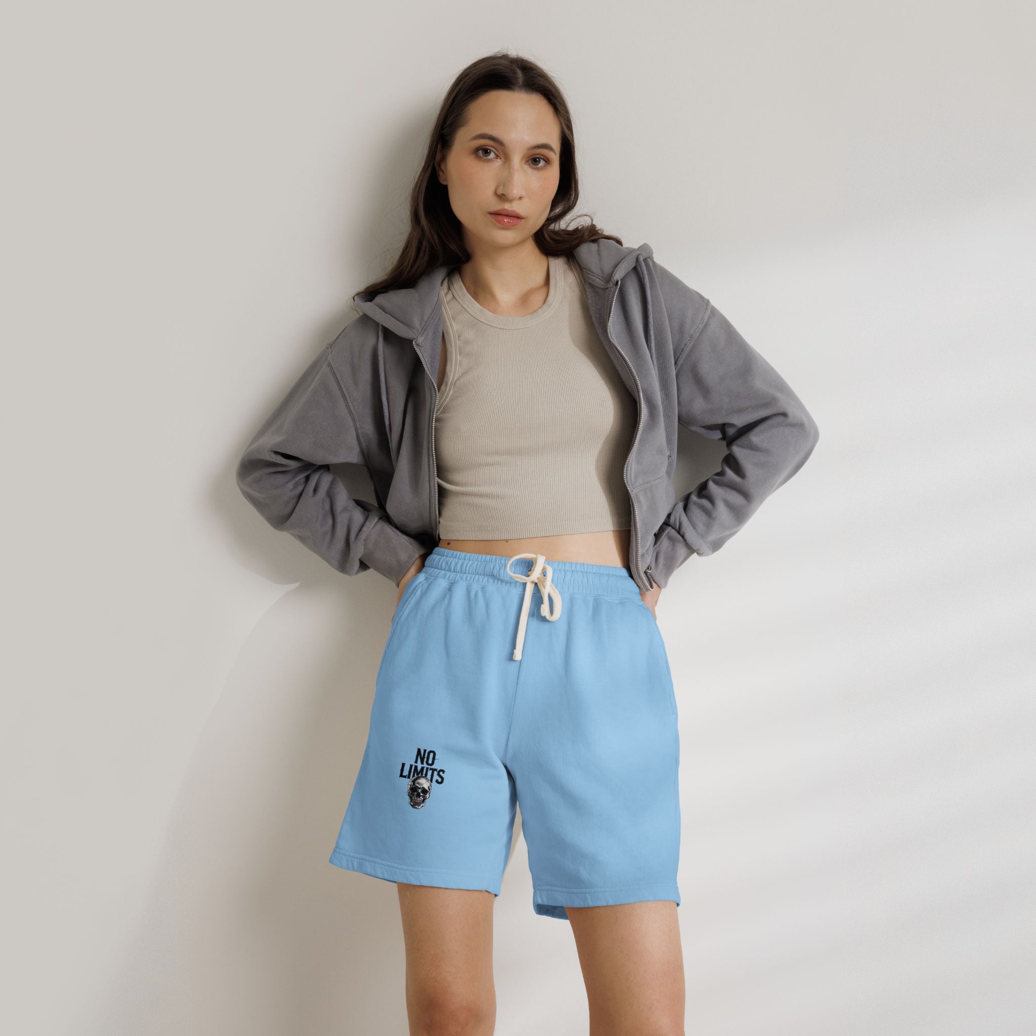 No Limits Fleece Sweat Shorts — Lightweight Garment-Dyed Casual Shorts