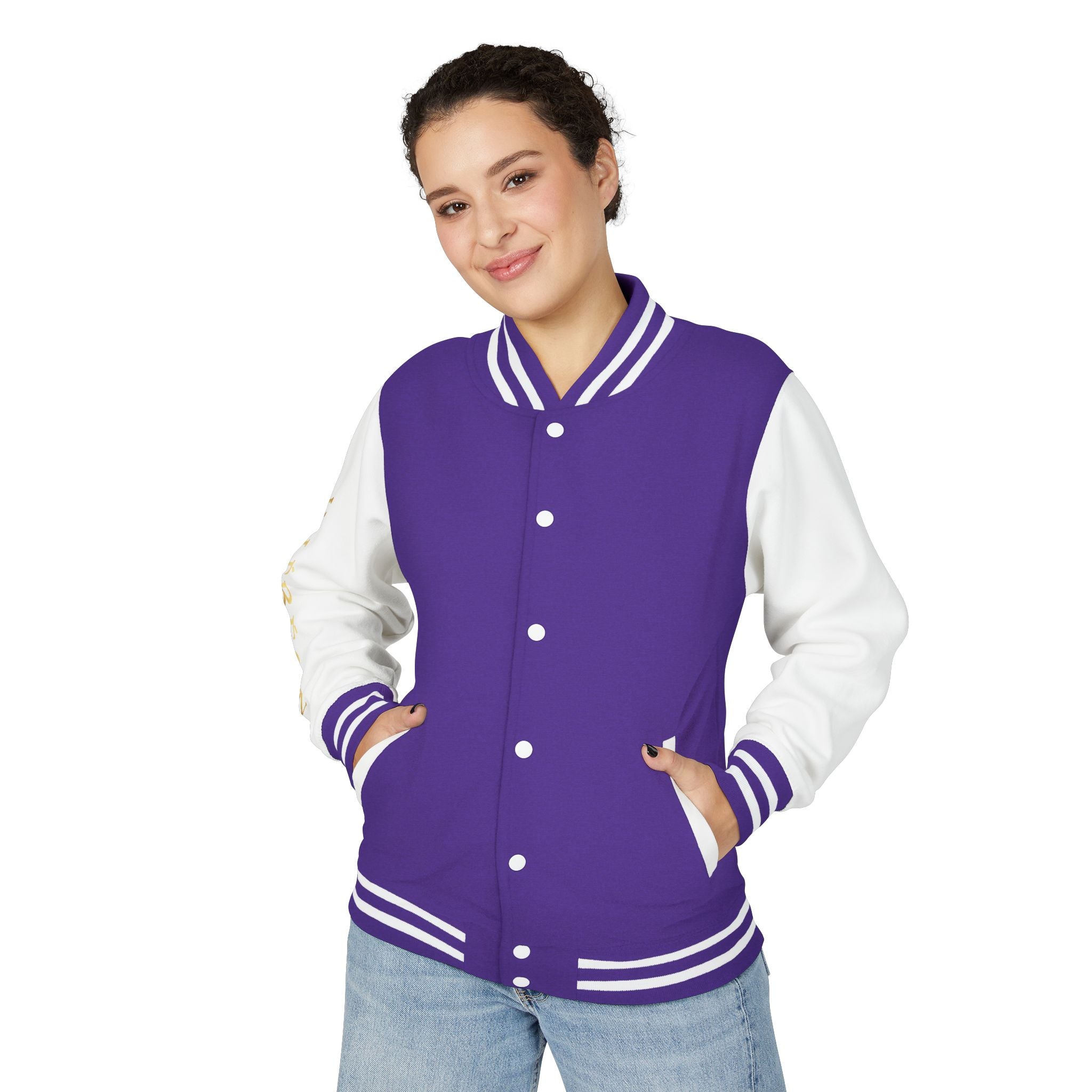 Letterman Jacket — Red & White Varsity Jacket with GOLD "VALERJON" Sleeve