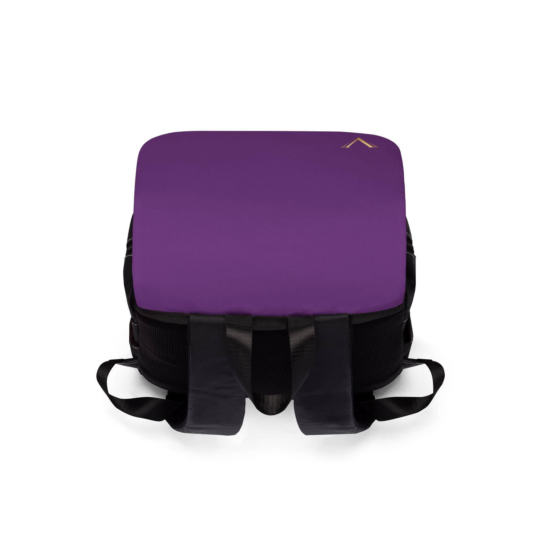 Purple Monogram Flap Backpack - Casual Shoulder Rucksack with Gold 'V' Accent