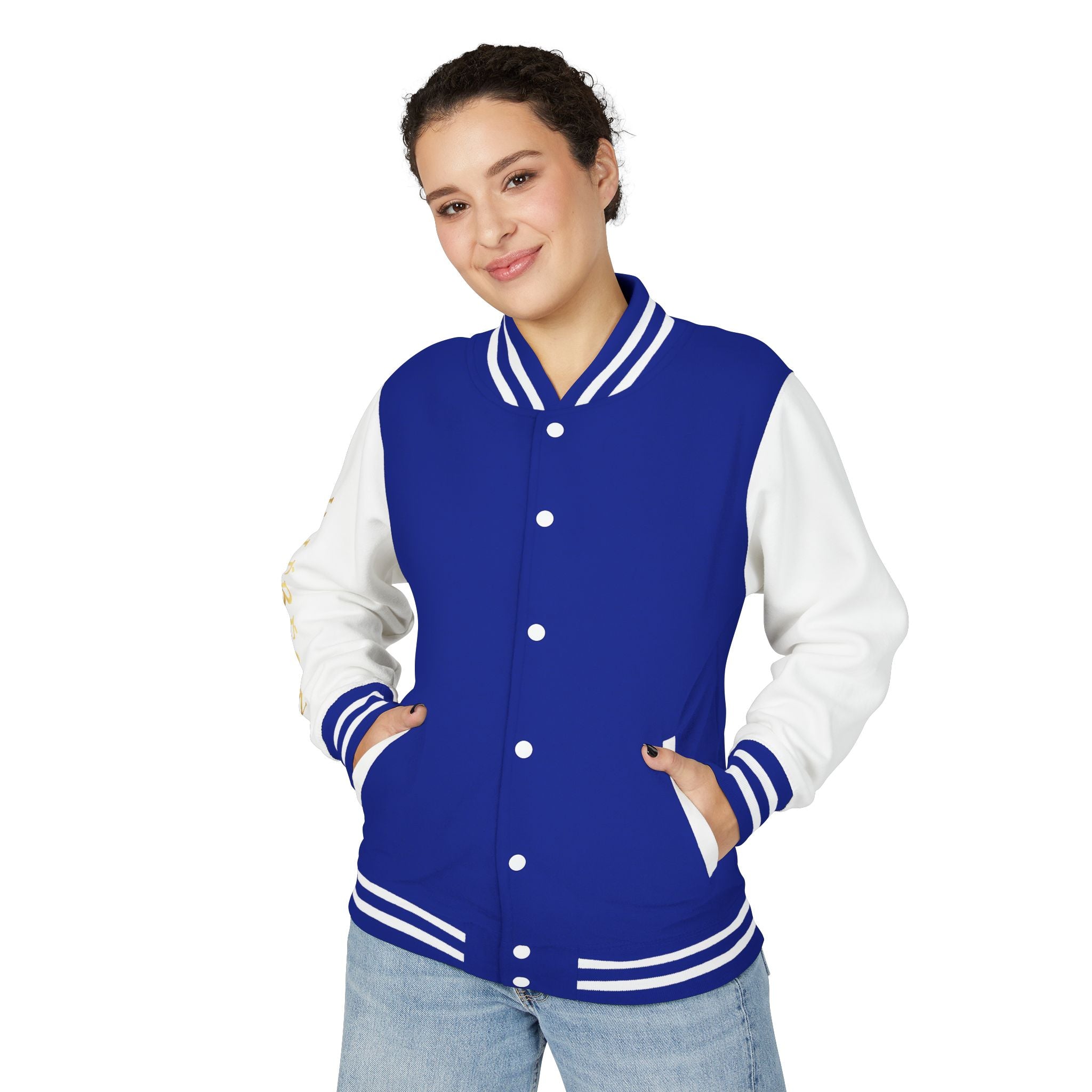 Letterman Jacket — Red & White Varsity Jacket with GOLD "VALERJON" Sleeve