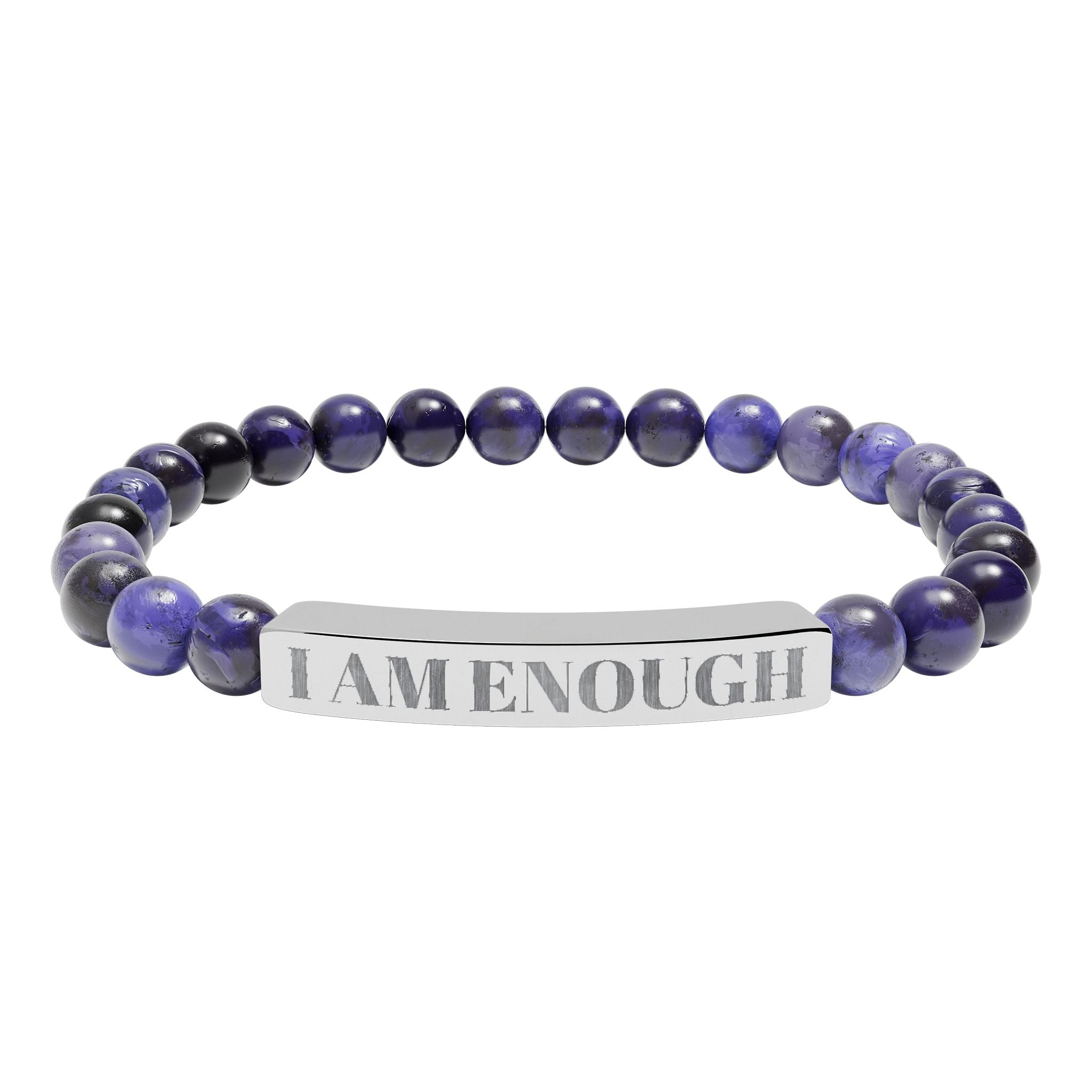 Engraved 'I AM ENOUGH' Natural Stone Stretch Bracelet