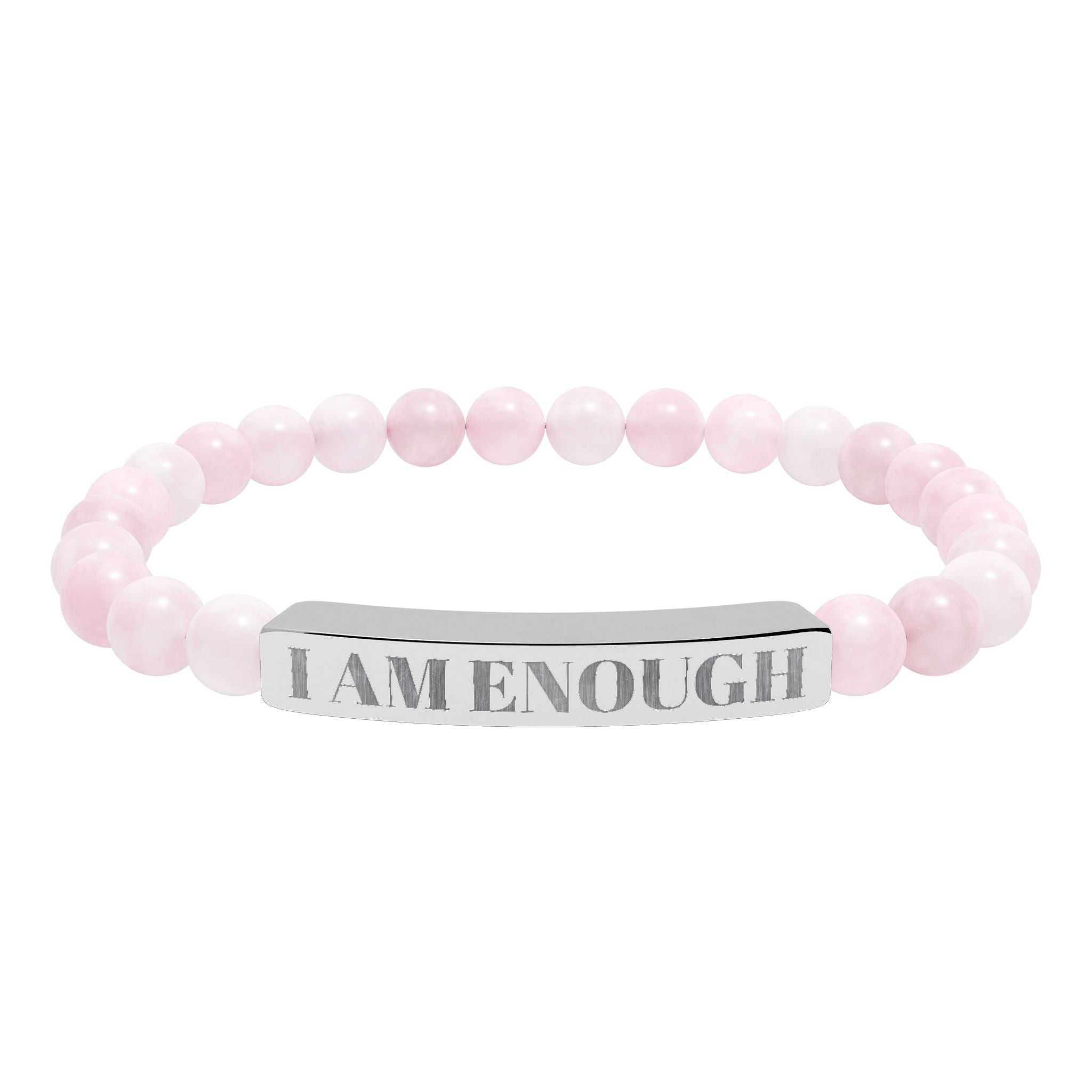 Engraved 'I AM ENOUGH' Natural Stone Stretch Bracelet