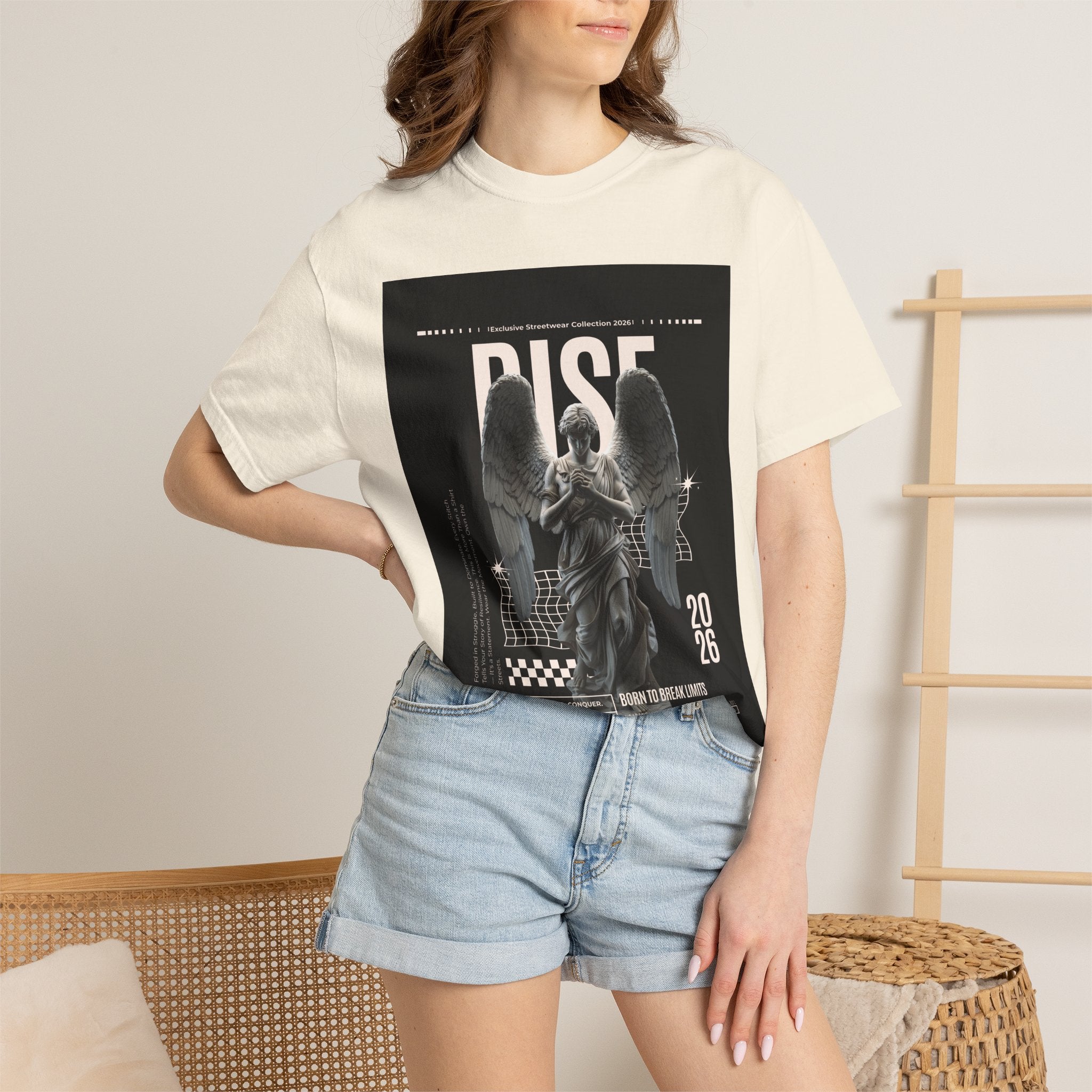 Rise Angel Graphic T-Shirt — Gothic Statue Streetwear Tee