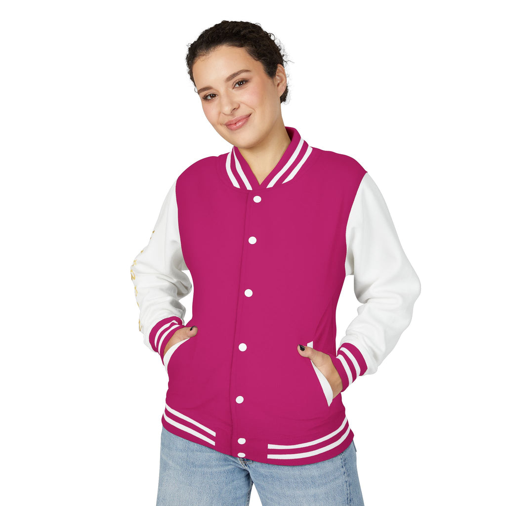 Letterman Jacket — Red & White Varsity Jacket with GOLD "VALERJON" Sleeve