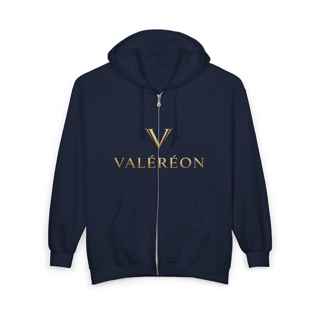 Valér éon Gold Logo Zip Hoodie — Luxury Branded Full-Zip Sweatshirt