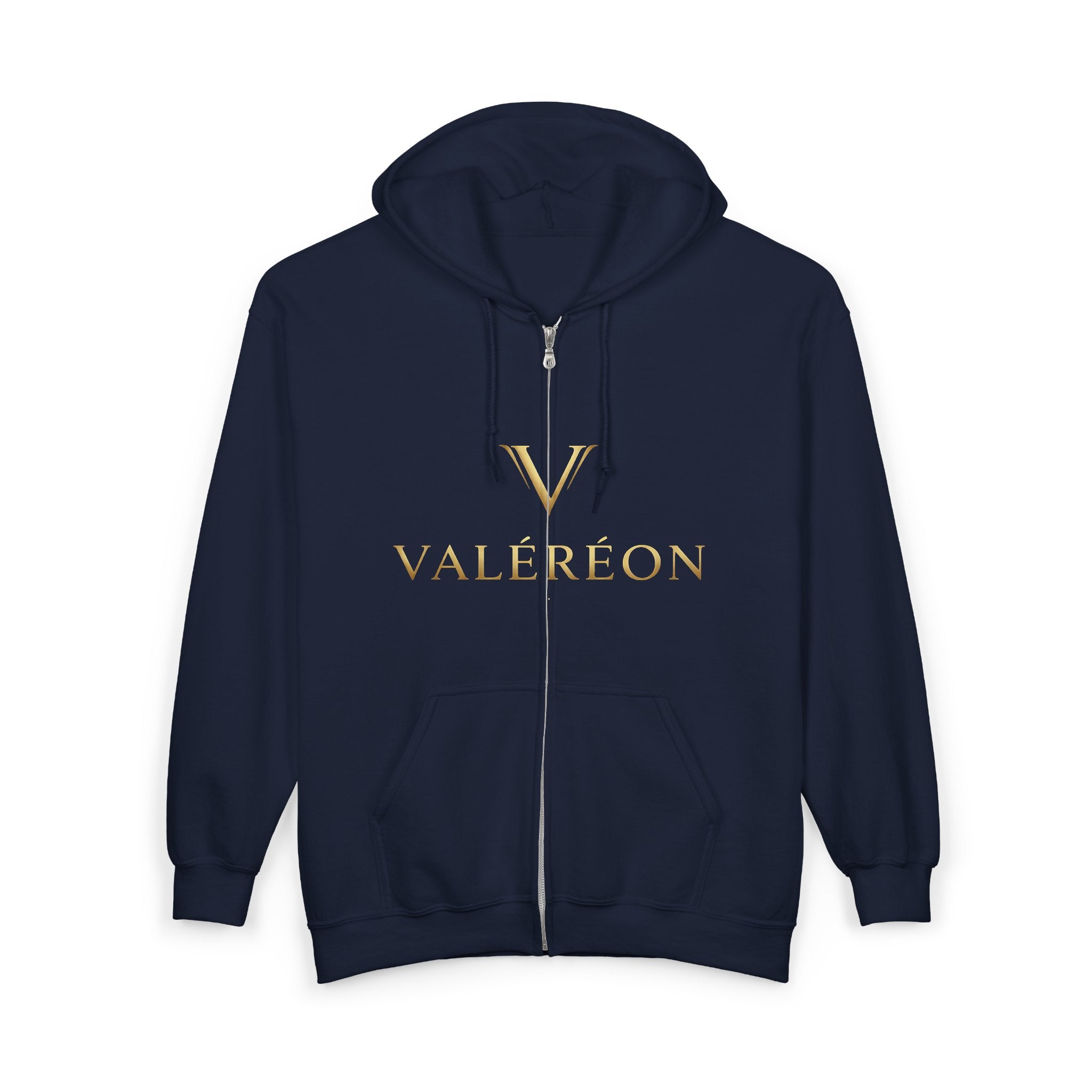 Valér éon Gold Logo Zip Hoodie — Luxury Branded Full-Zip Sweatshirt