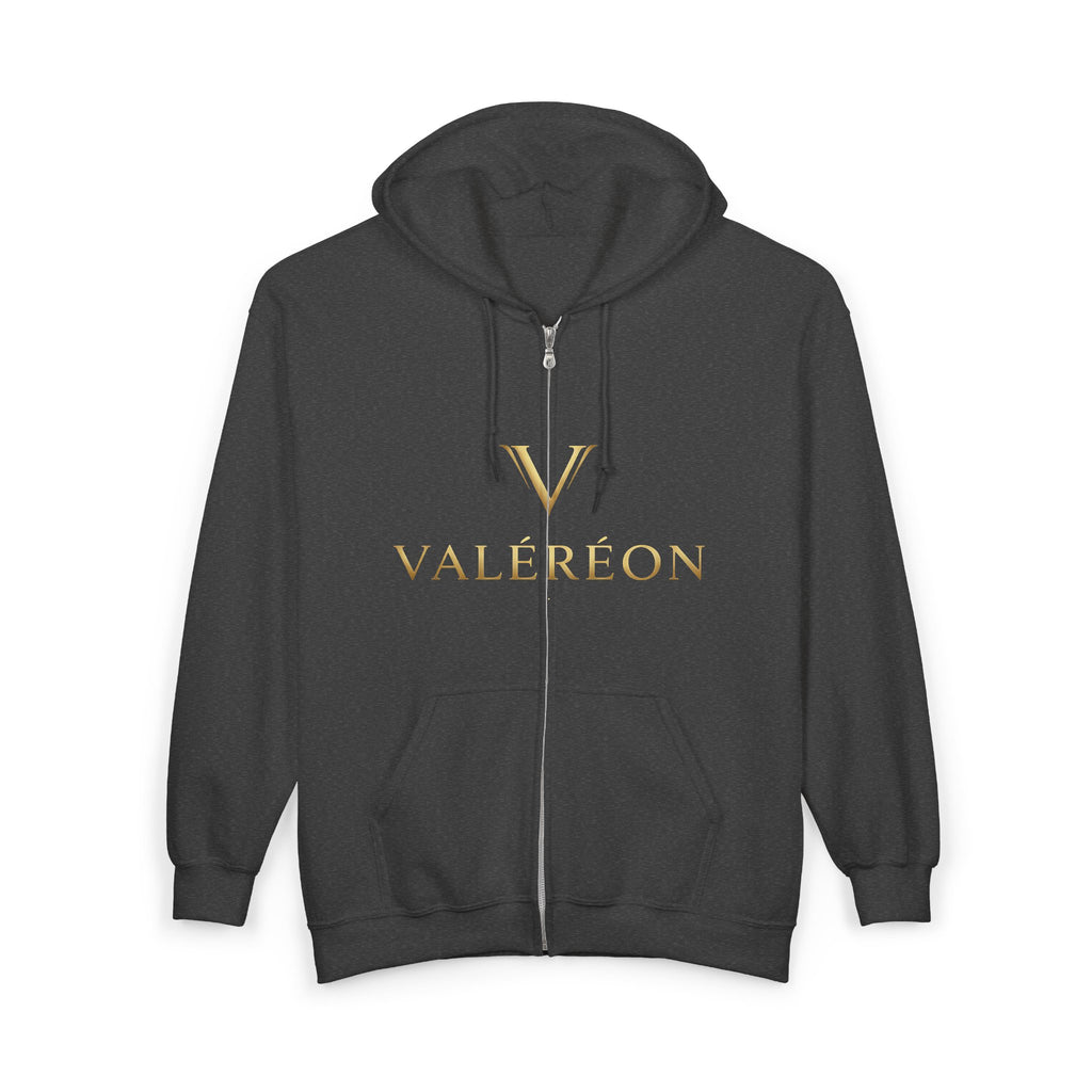 Valér éon Gold Logo Zip Hoodie — Luxury Branded Full-Zip Sweatshirt