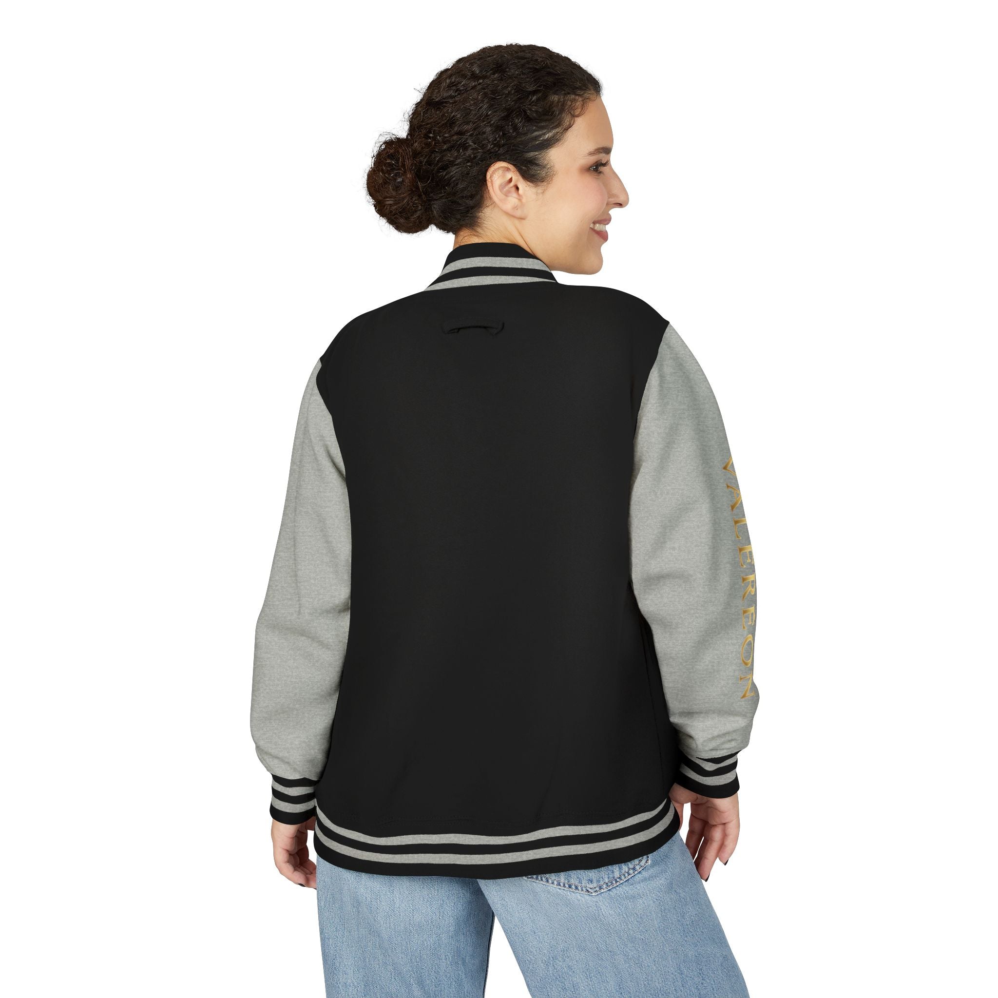 Letterman Jacket — Red & White Varsity Jacket with GOLD "VALERJON" Sleeve