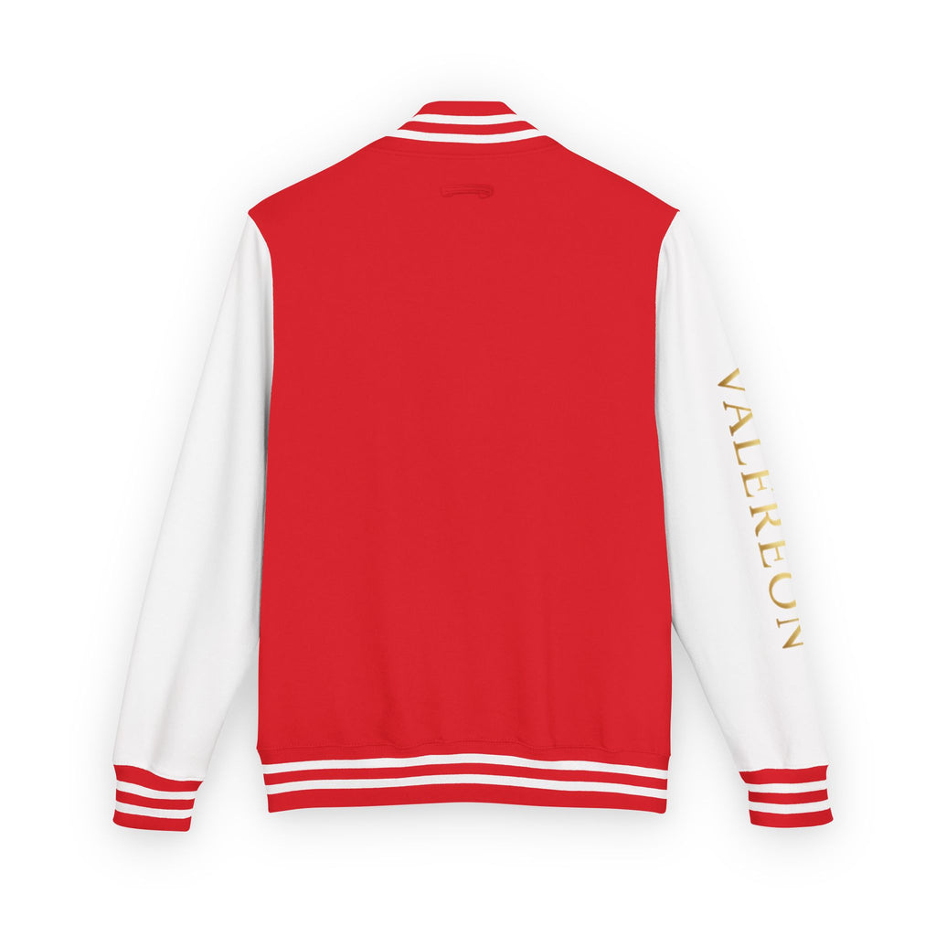 Letterman Jacket — Red & White Varsity Jacket with GOLD "VALERJON" Sleeve