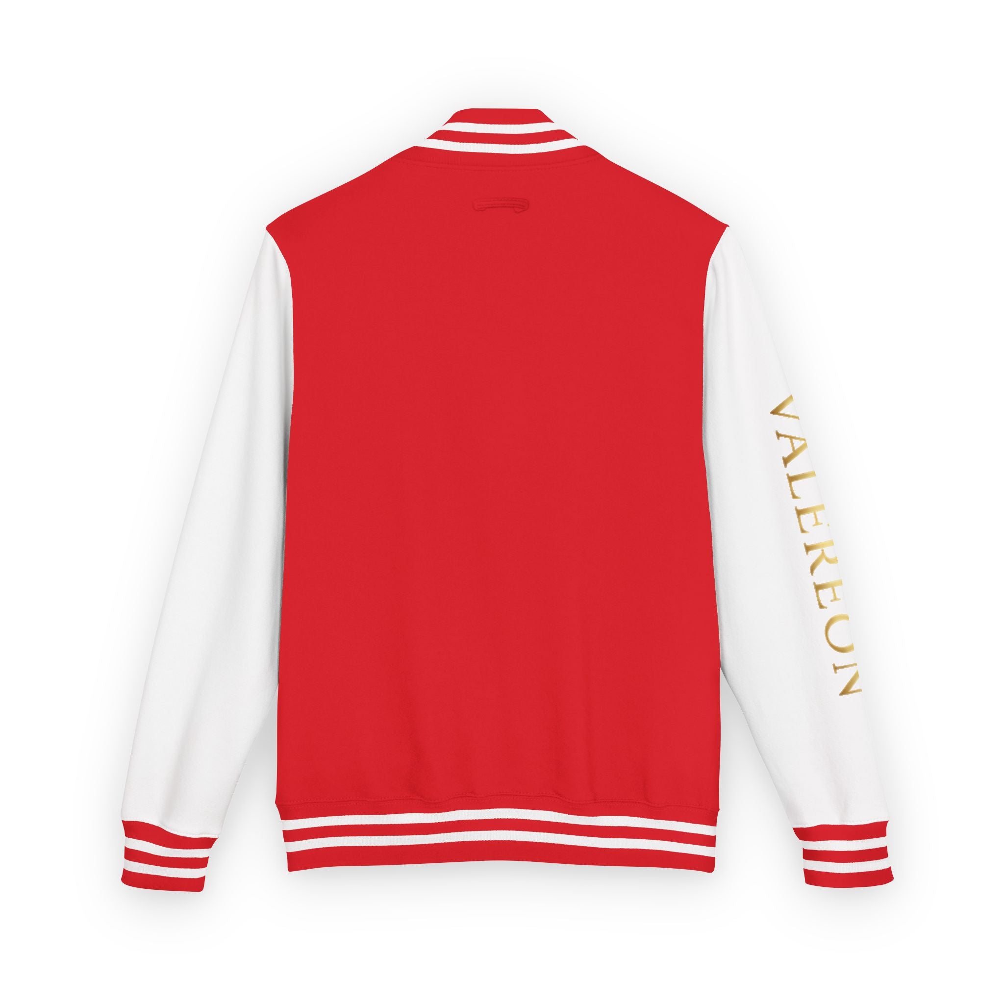 Letterman Jacket — Red & White Varsity Jacket with GOLD "VALERJON" Sleeve