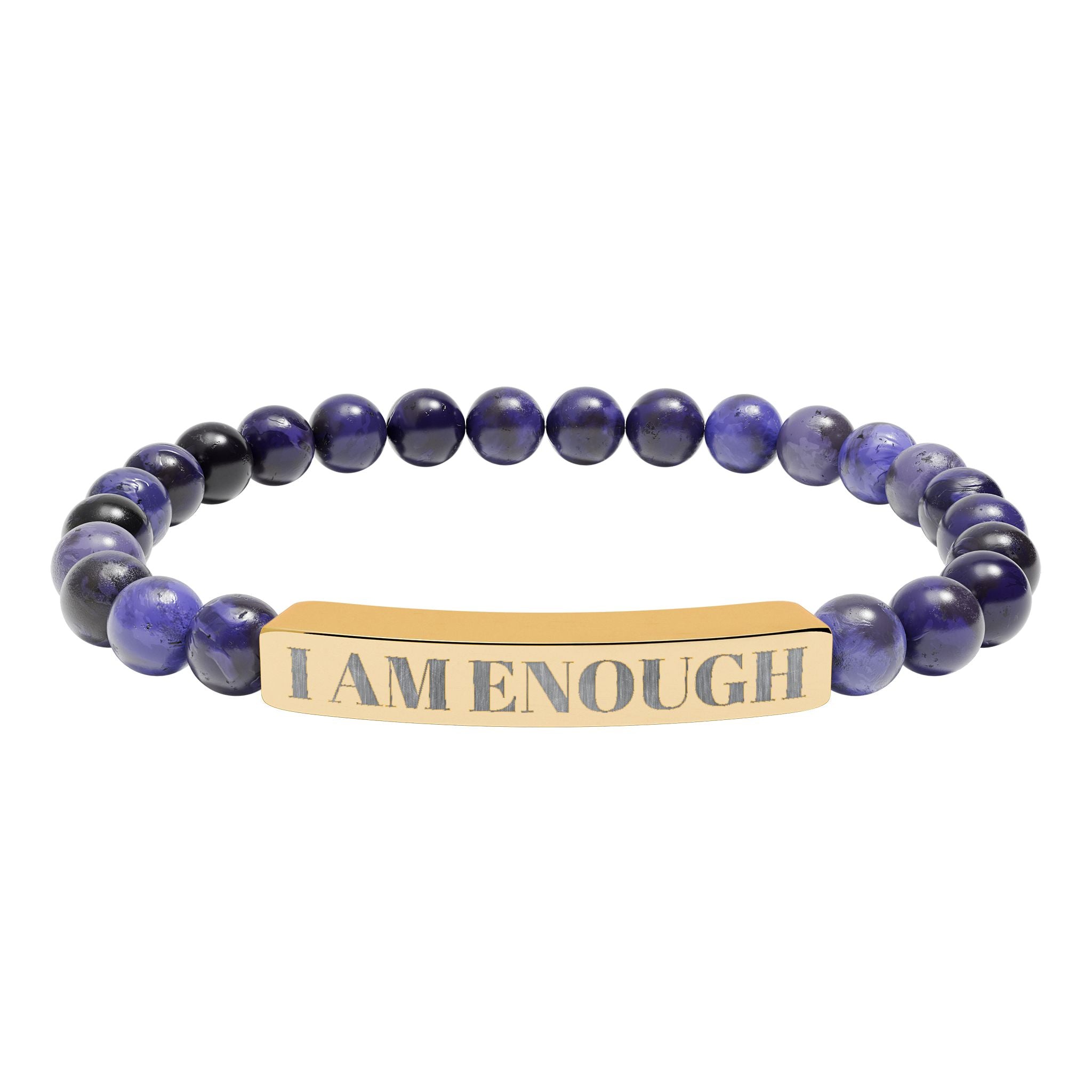 Engraved 'I AM ENOUGH' Natural Stone Stretch Bracelet