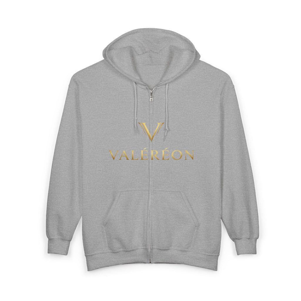 Valér éon Gold Logo Zip Hoodie — Luxury Branded Full-Zip Sweatshirt