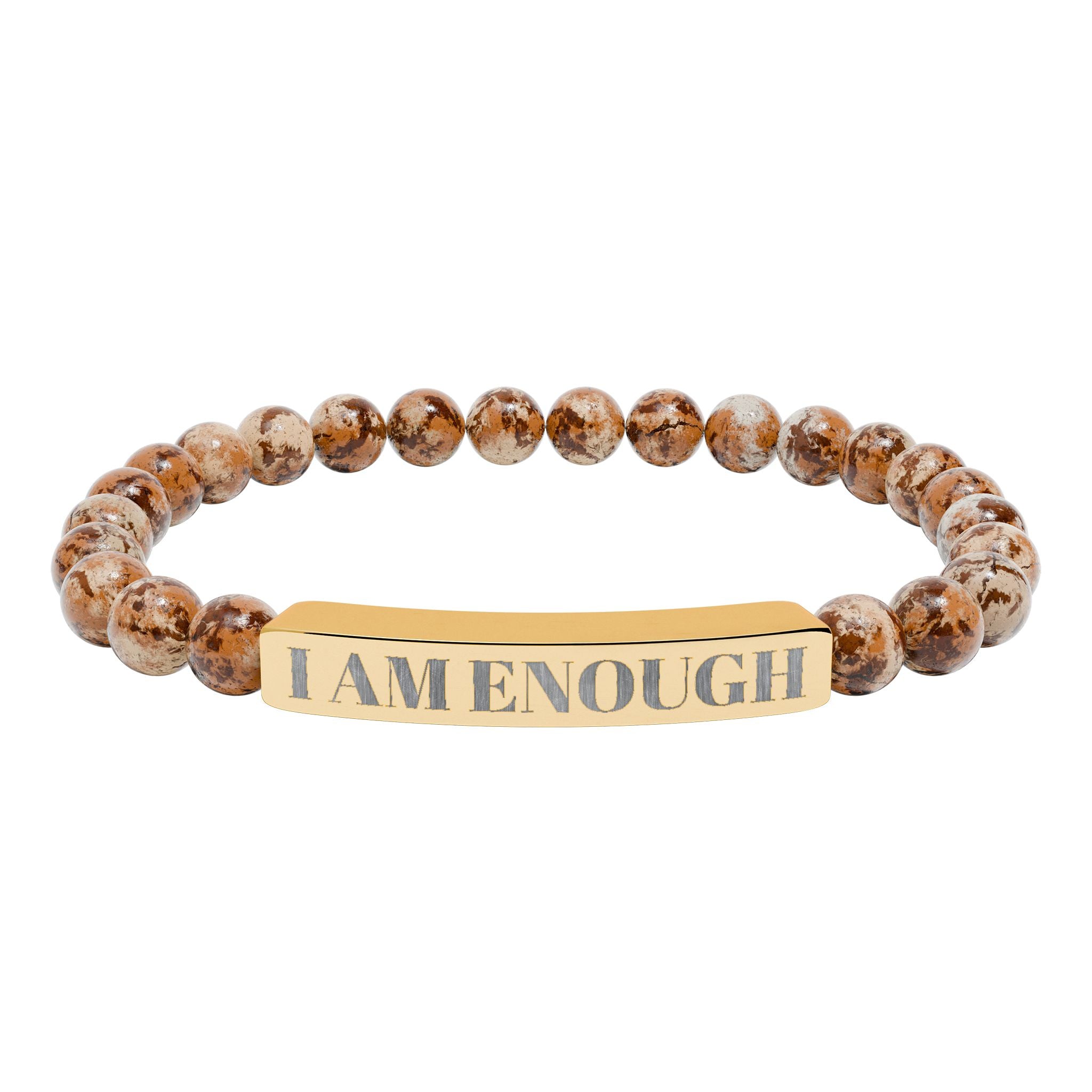 Engraved 'I AM ENOUGH' Natural Stone Stretch Bracelet