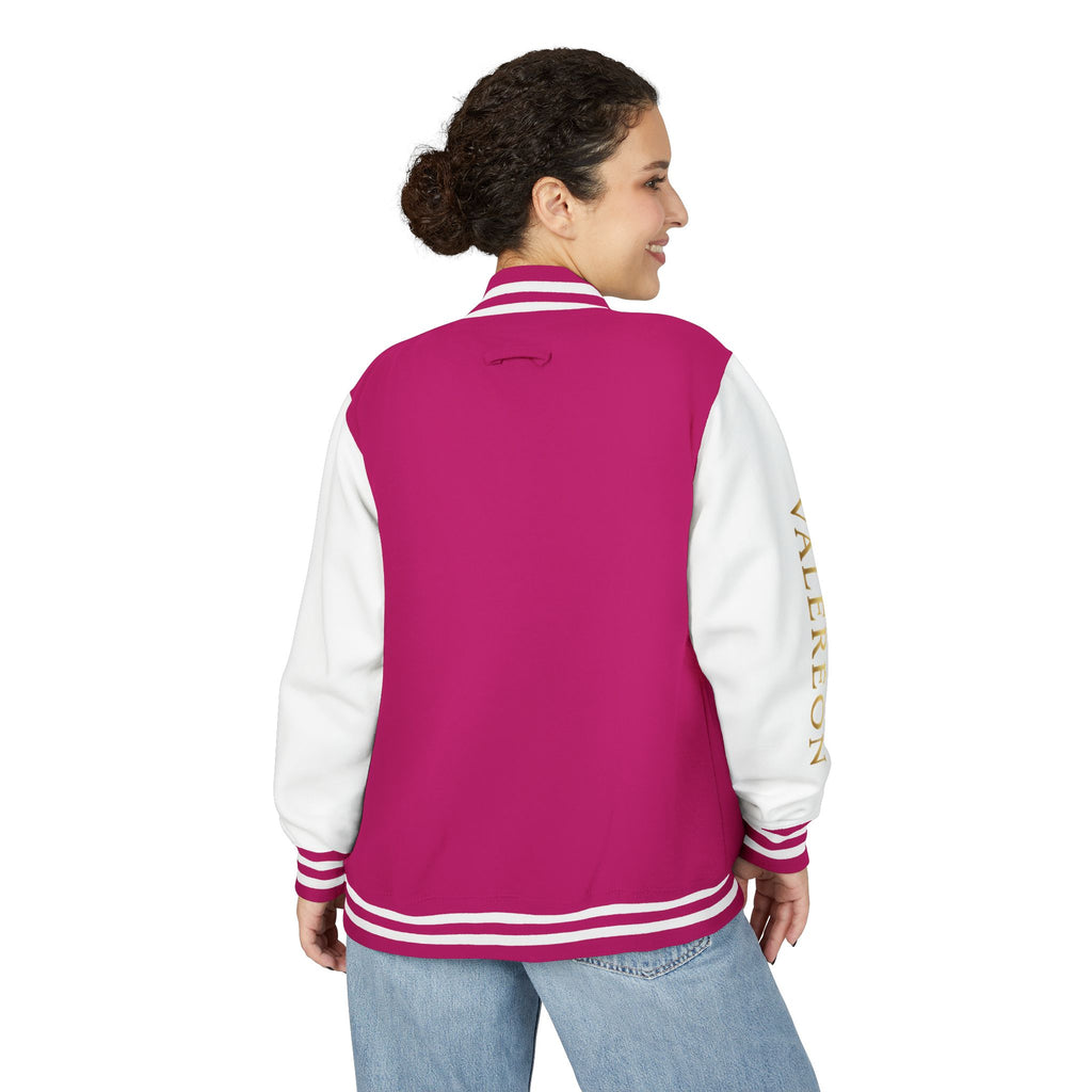 Letterman Jacket — Red & White Varsity Jacket with GOLD "VALERJON" Sleeve