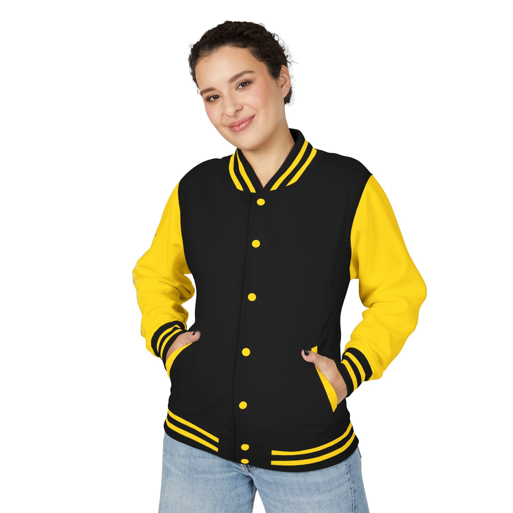Letterman Jacket — Red & White Varsity Jacket with GOLD "VALERJON" Sleeve