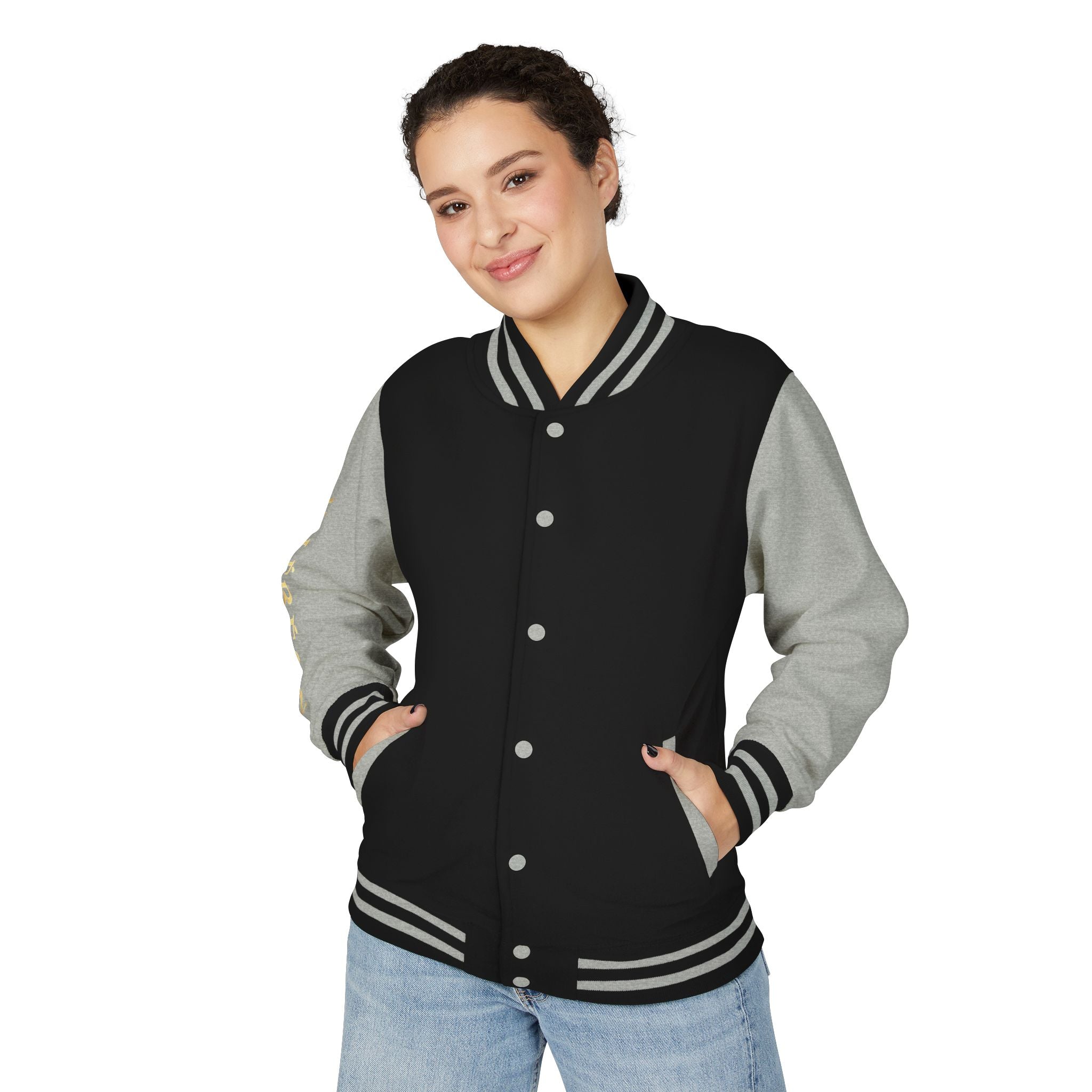 Letterman Jacket — Red & White Varsity Jacket with GOLD "VALERJON" Sleeve