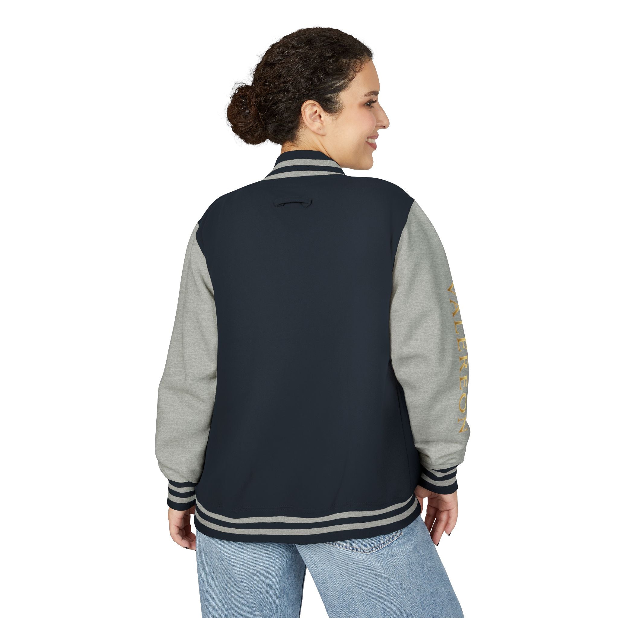 Letterman Jacket — Red & White Varsity Jacket with GOLD "VALERJON" Sleeve