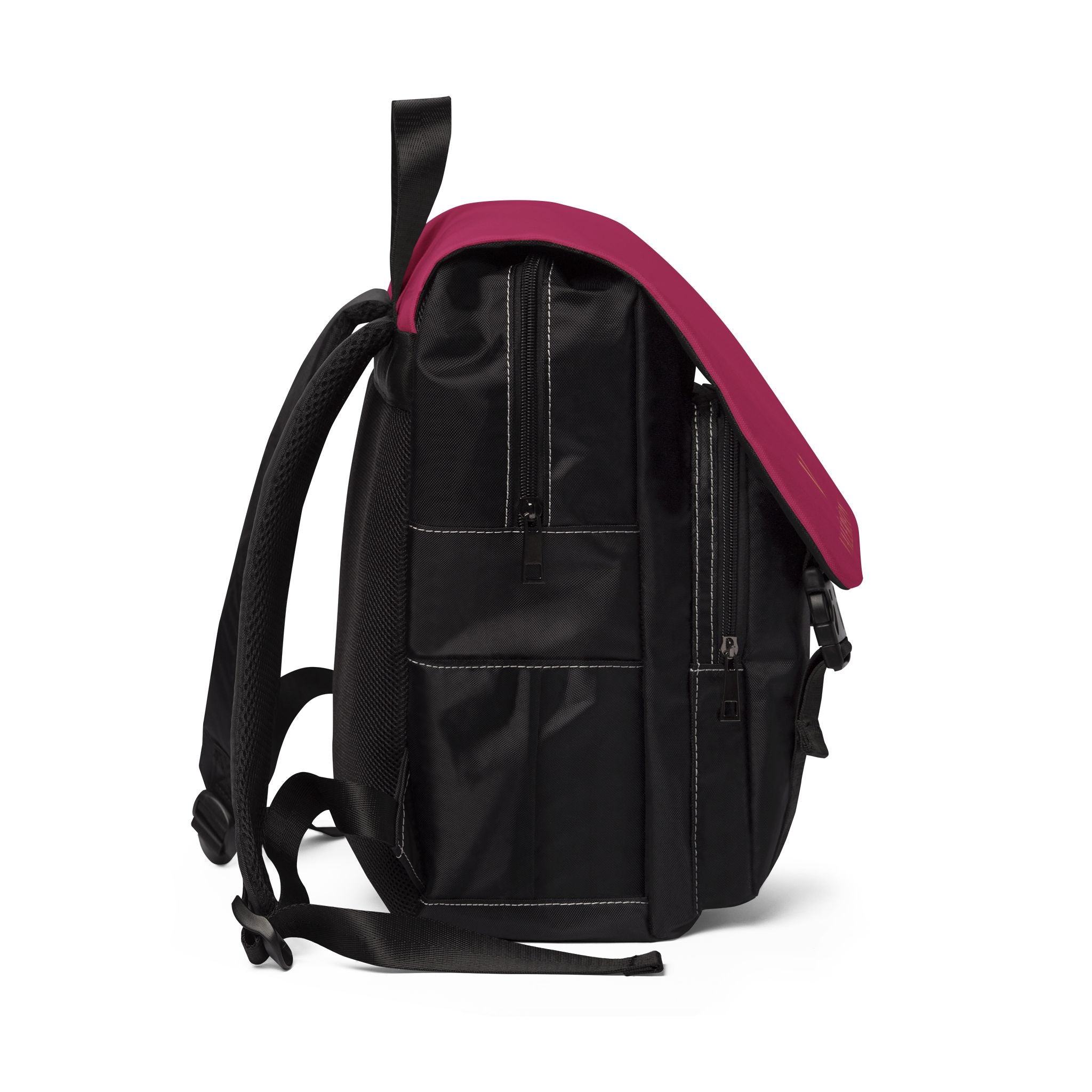 Casual Shoulder Backpack — Burgundy Flap with Gold 'Valereon' Logo