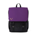 Purple Monogram Flap Backpack - Casual Shoulder Rucksack with Gold 'V' Accent