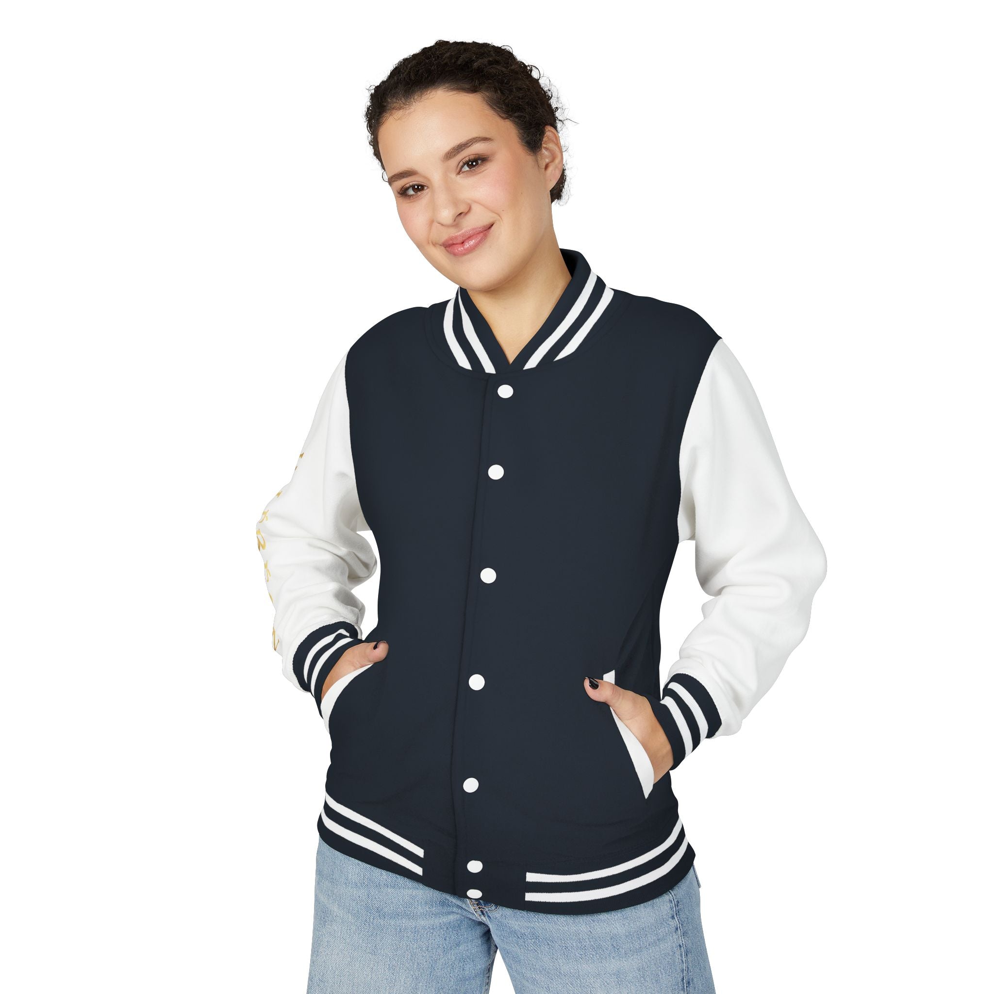 Letterman Jacket — Red & White Varsity Jacket with GOLD "VALERJON" Sleeve