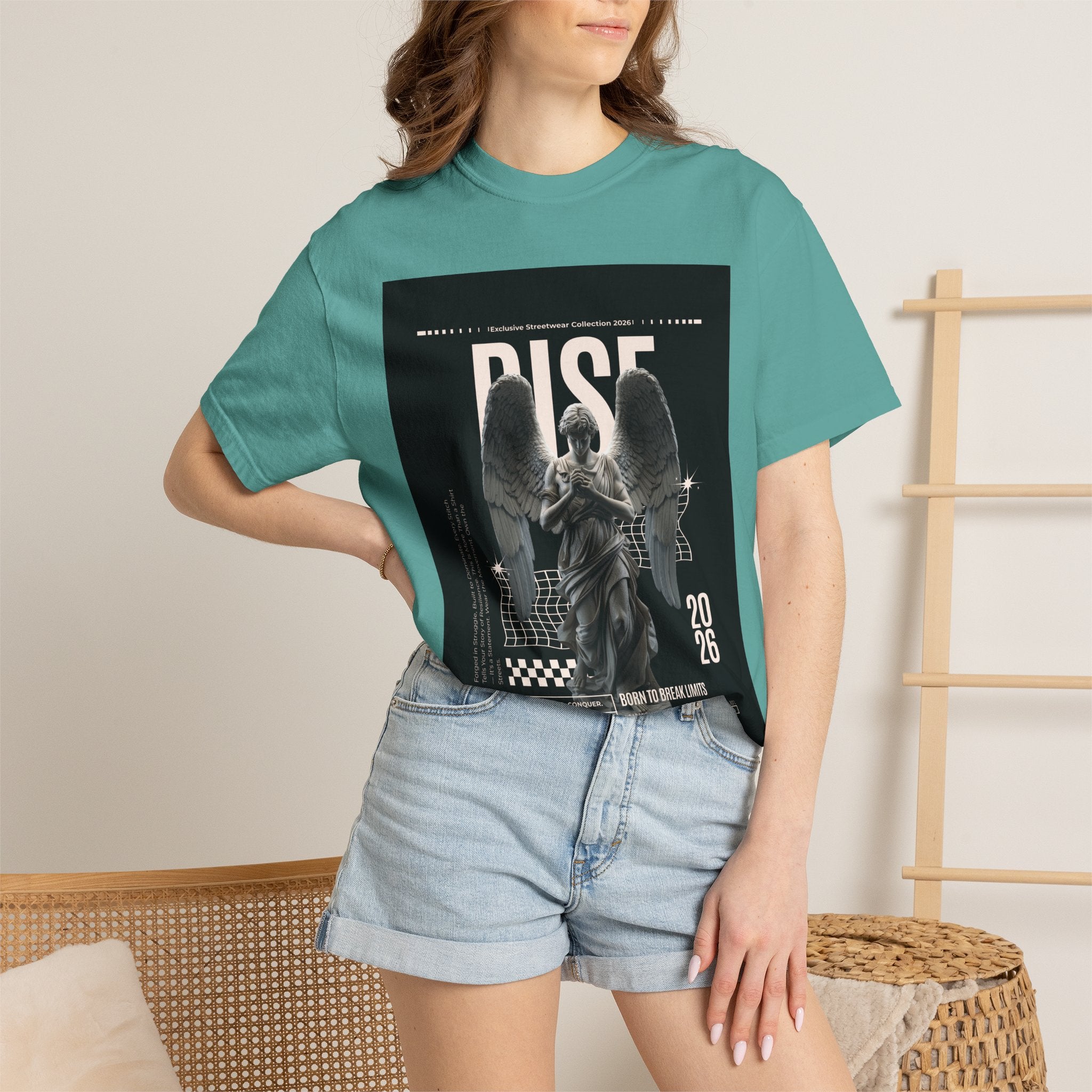 Rise Angel Graphic T-Shirt — Gothic Statue Streetwear Tee