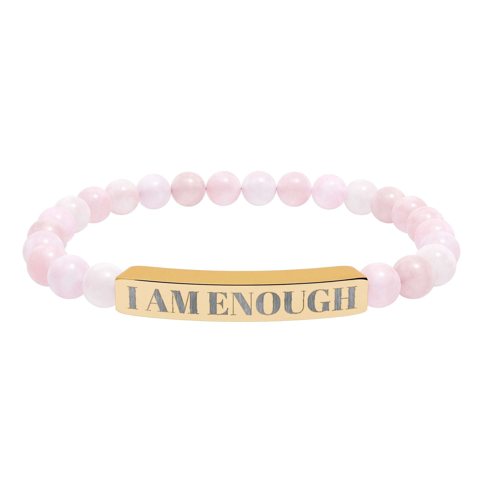 Engraved 'I AM ENOUGH' Natural Stone Stretch Bracelet